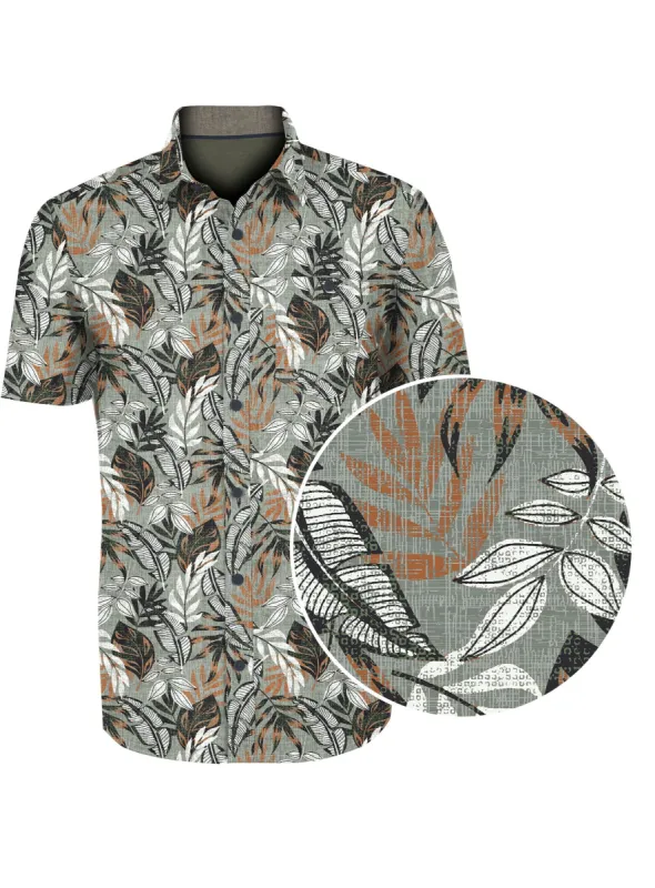 CARLOS| Linen Printed Leaf Shirt||CARLOS|Chemise en Lin Imprimée Feuilles sold by Point Zero