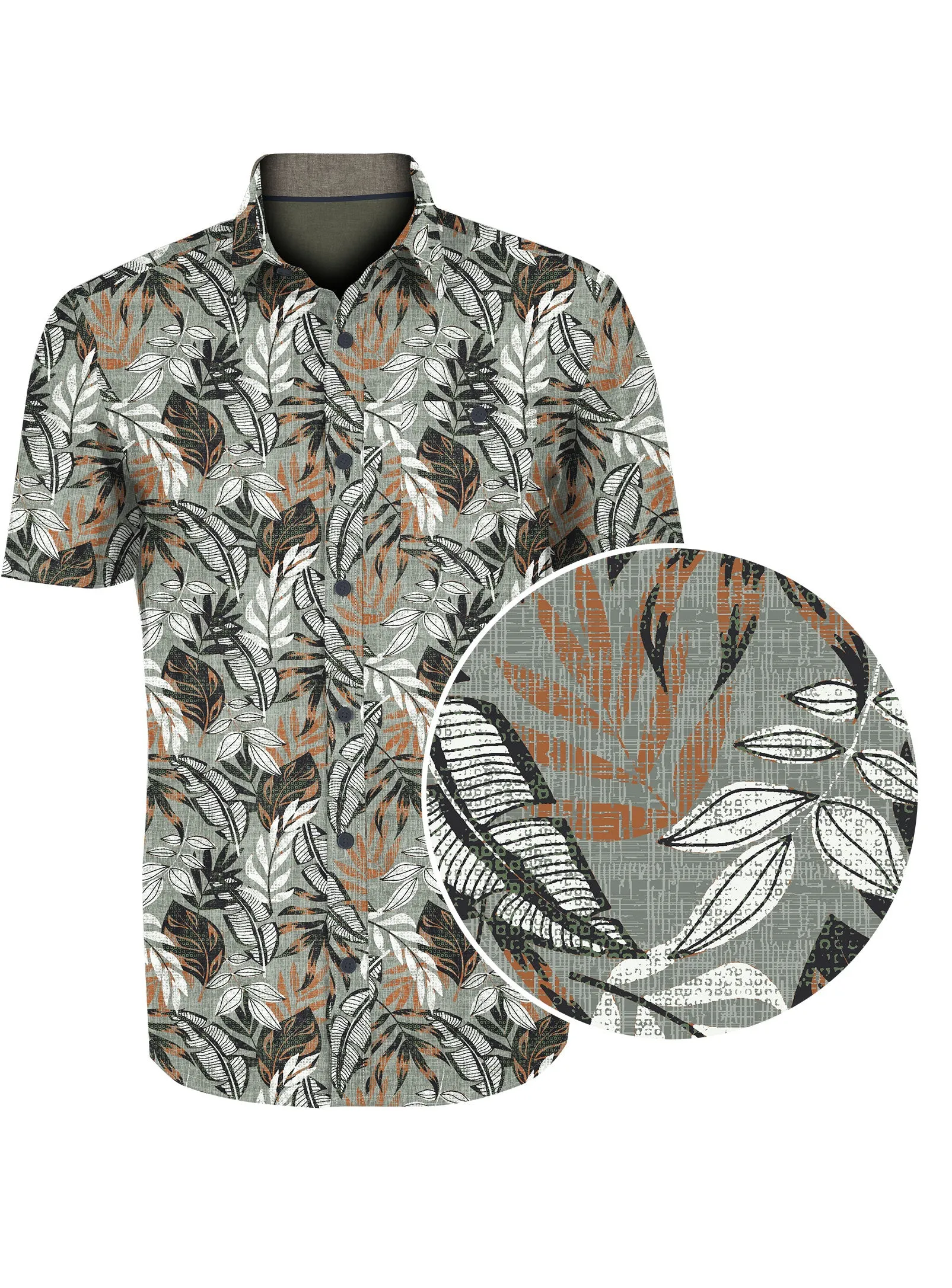 CARLOS| Linen Printed Leaf Shirt||CARLOS|Chemise en Lin Imprimée Feuilles sold by Point Zero