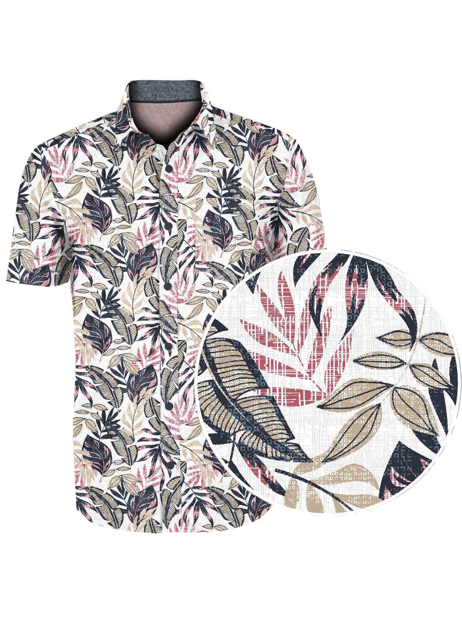 CARLOS| Linen Printed Leaf Shirt||CARLOS|Chemise en Lin Imprimée Feuilles sold by Point Zero product image thumbnail 4