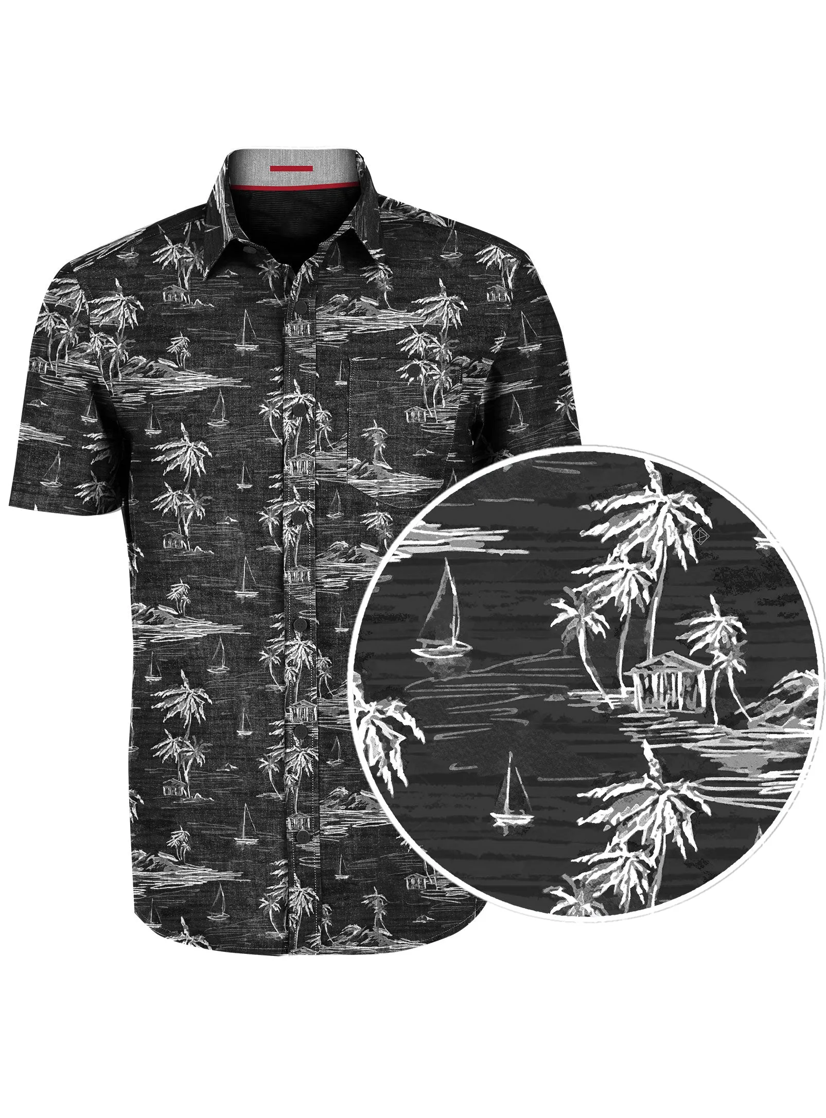 BLAKE | 4-Way Stretch Geometric Print Short-Sleeve Shirt || BLAKE | Chemise à manches courtes extensible à imprimé géométrique sold by Point Zero