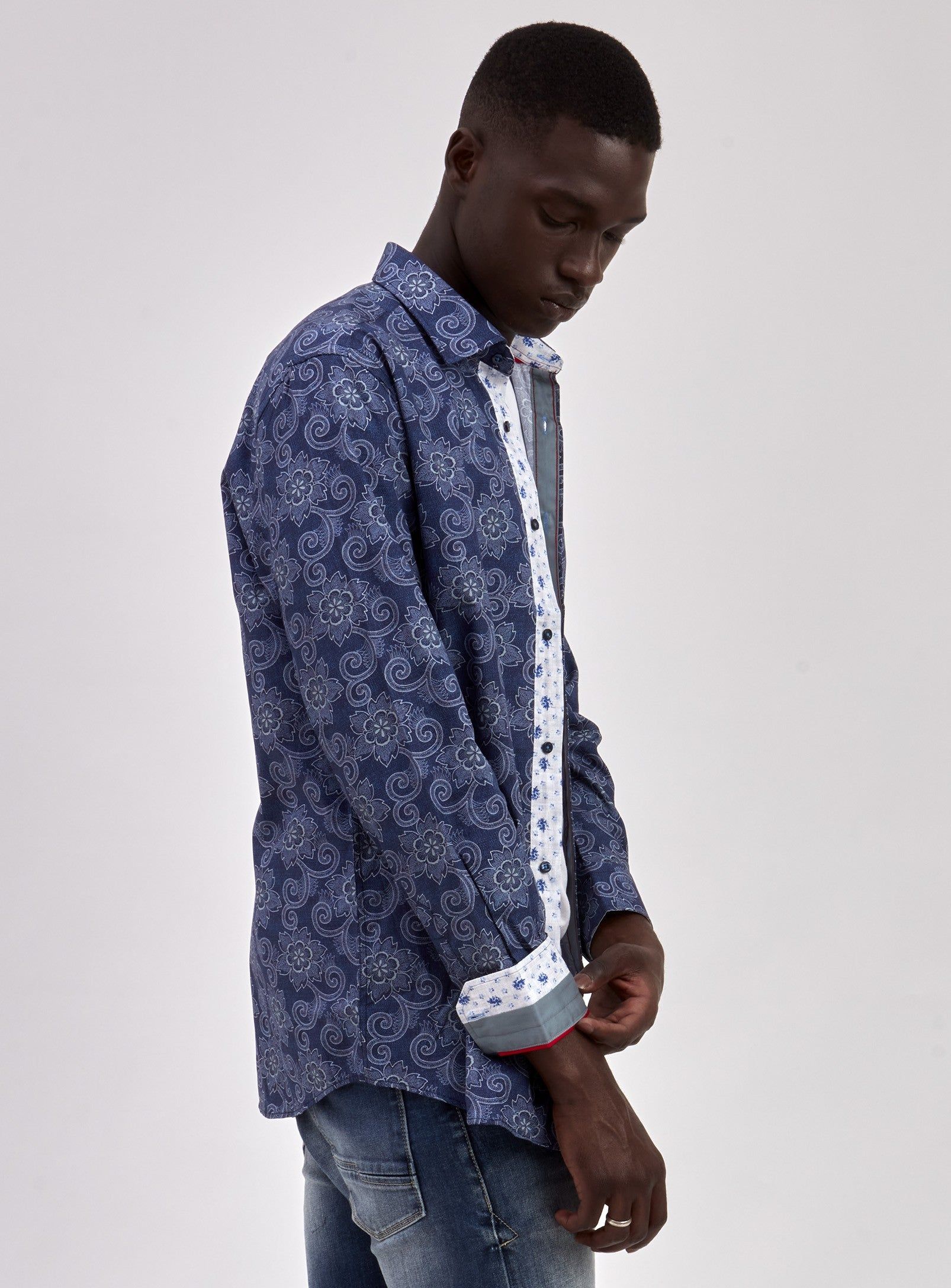 SEMI-FIT SHIRT | SWIRLS-CADET sold by Point Zero product image thumbnail 2