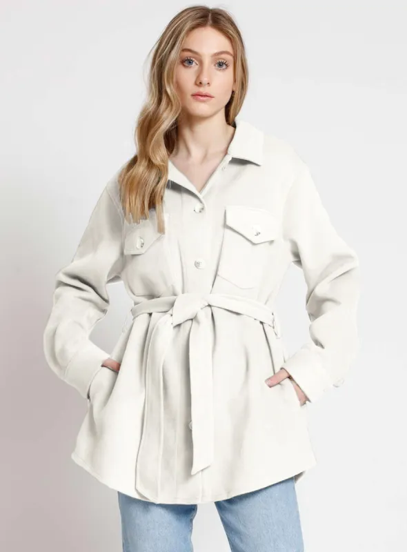 EMILY | Belted Shacket || EMILY | Surchemise Avec Ceinture sold by Point Zero