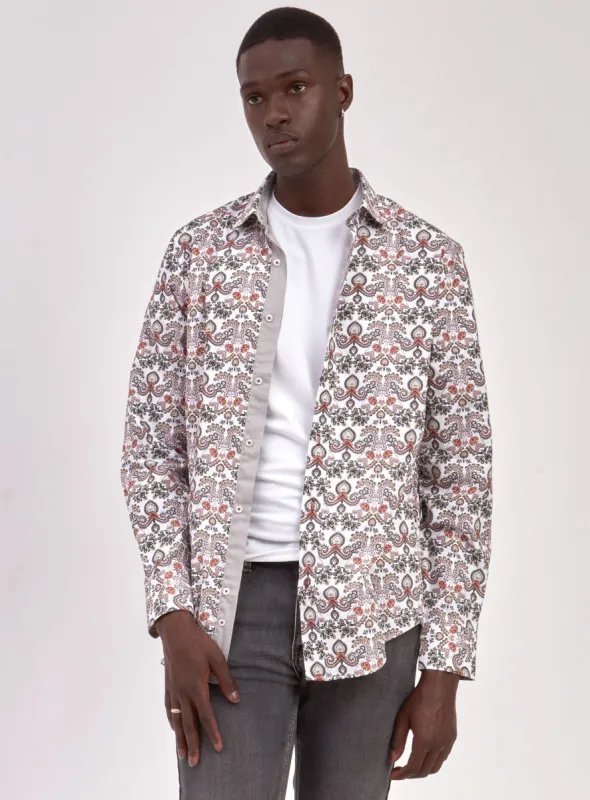 SEMI-FIT SHIRT | PAISLEY-WHITE sold by Point Zero