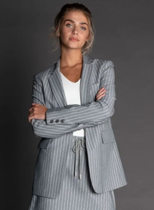 MARIAH | PIN STRIPE GREY BLAZER sold by Point Zero