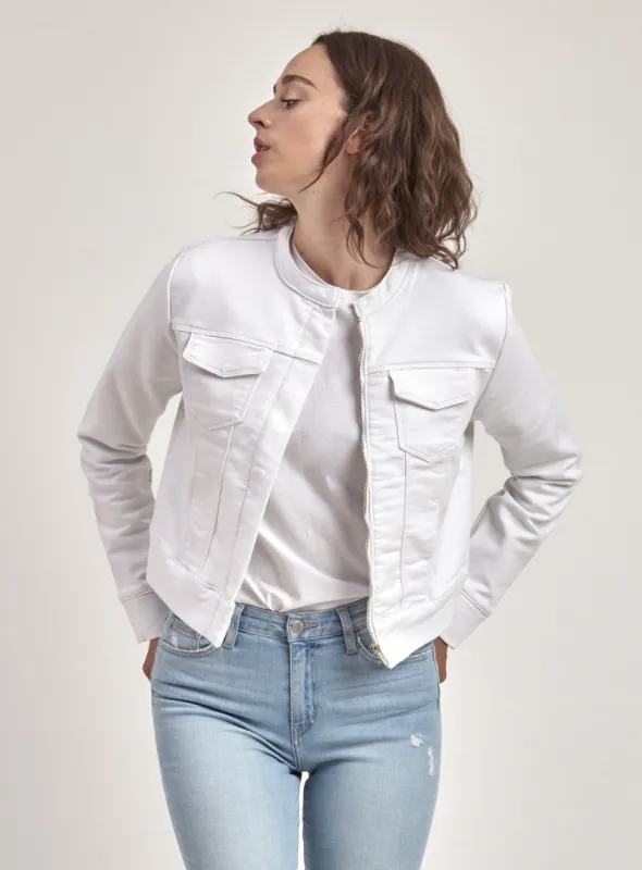 DALIAH | WHITE DENIM JACKET || DALIAH | VESTE EN DENIM BLANC sold by Point Zero