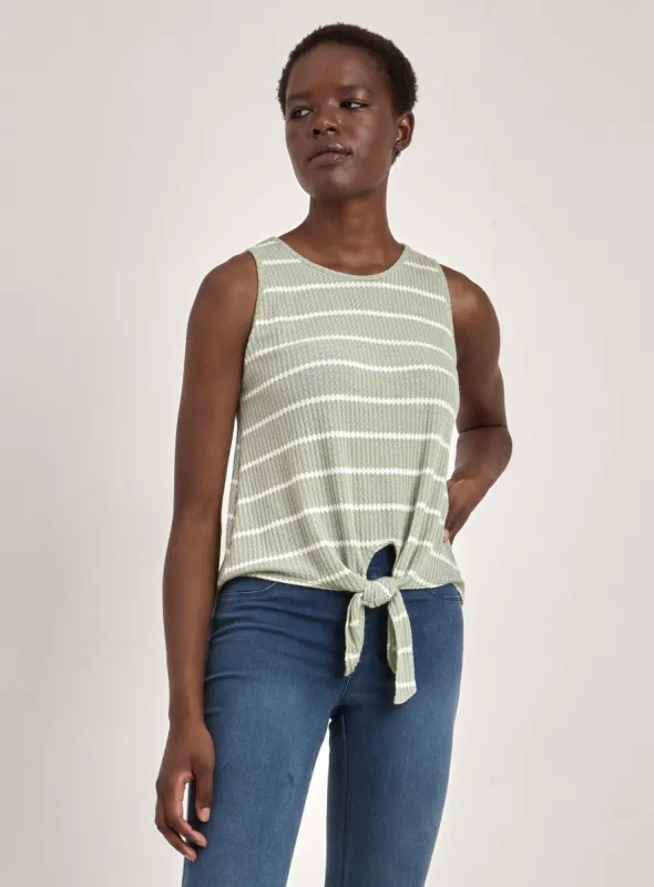 TIE-FRONT T-SHIRT-KHAKI sold by Point Zero