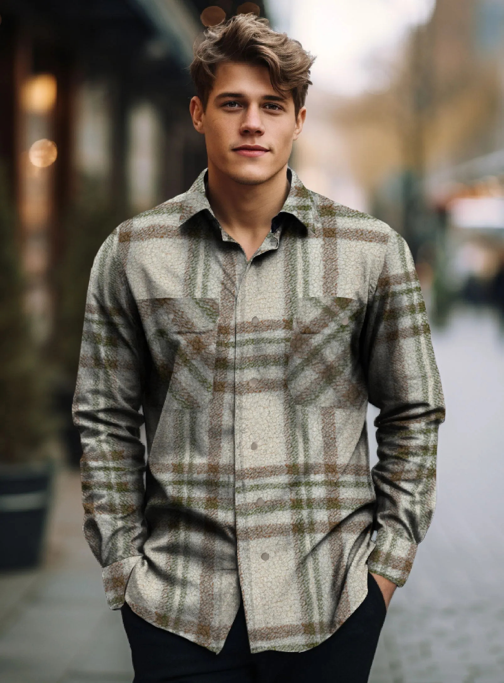 BONO | Checker sherpa semi-fit over shirt|| BONO | Chemise à carreaux en taffetas semi-ajustée sold by Point Zero