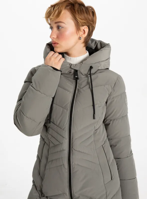 VALENTINA | Star-Stitch Chic Long Puffer Jacket || VALENTINA | Doudoune longue chic à motif étoile sold by Point Zero