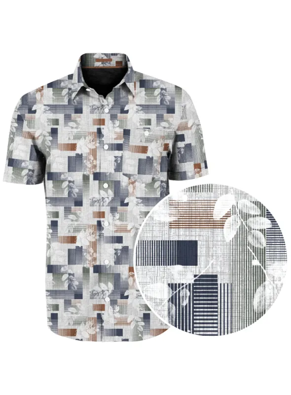 SMITH | Stretch Print Short Sleeve Shirt||SMITH | Chemise à Manches Courtes Imprimée En Tissu Stretch sold by Point Zero
