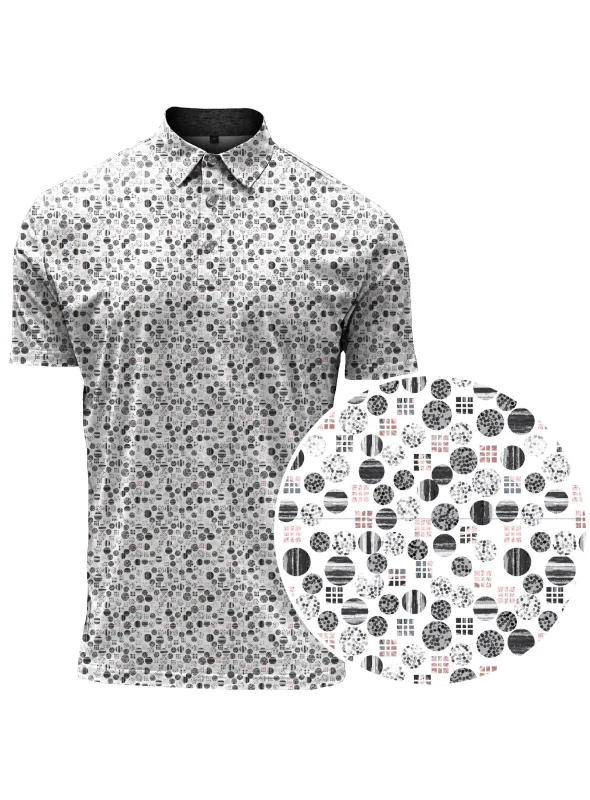 VICK | Dot And Square Printed Polo|| VICK | Polo Imprimé Pois Et Carrés sold by Point Zero