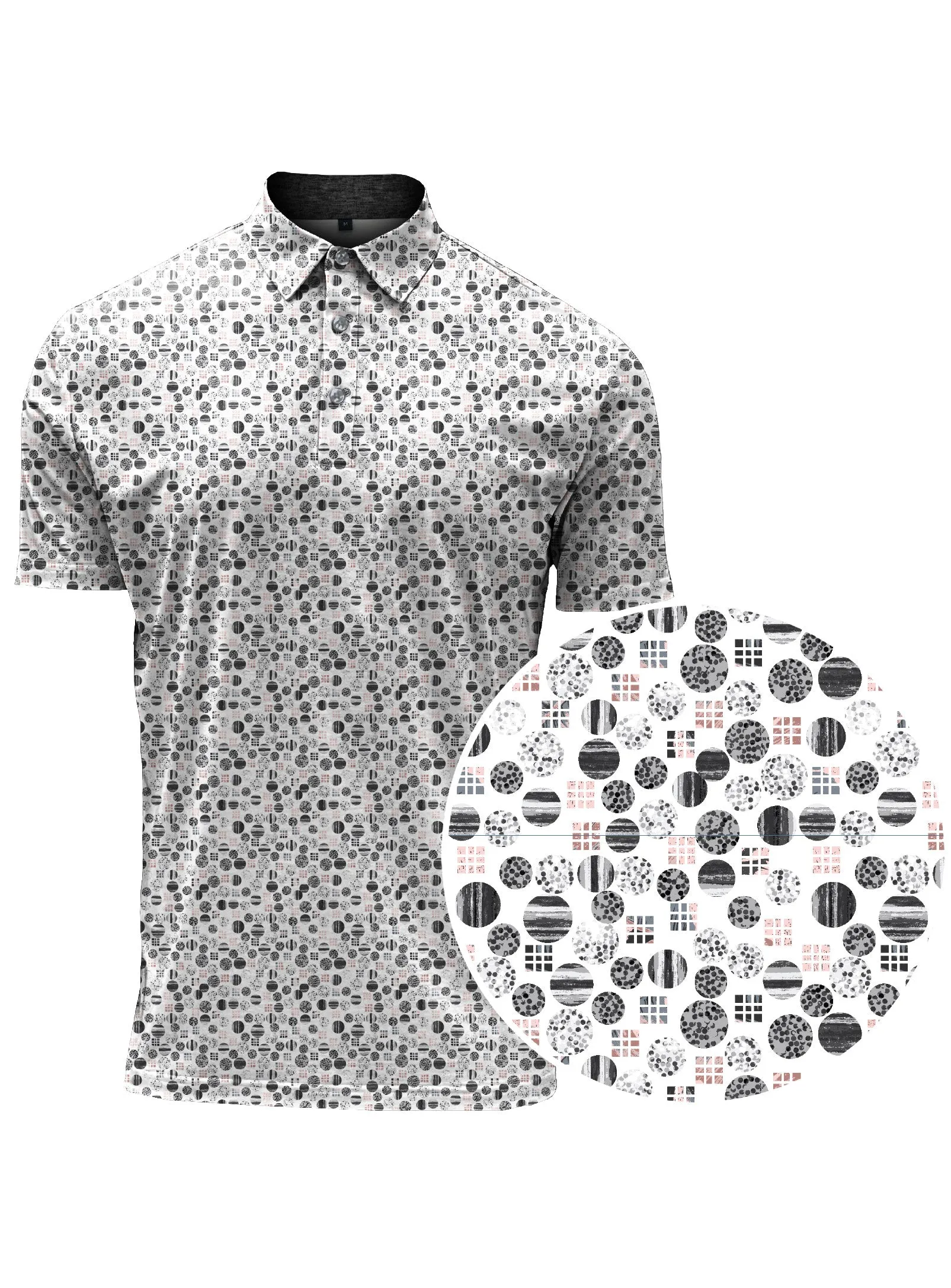 VICK | Dot And Square Printed Polo|| VICK | Polo Imprimé Pois Et Carrés sold by Point Zero