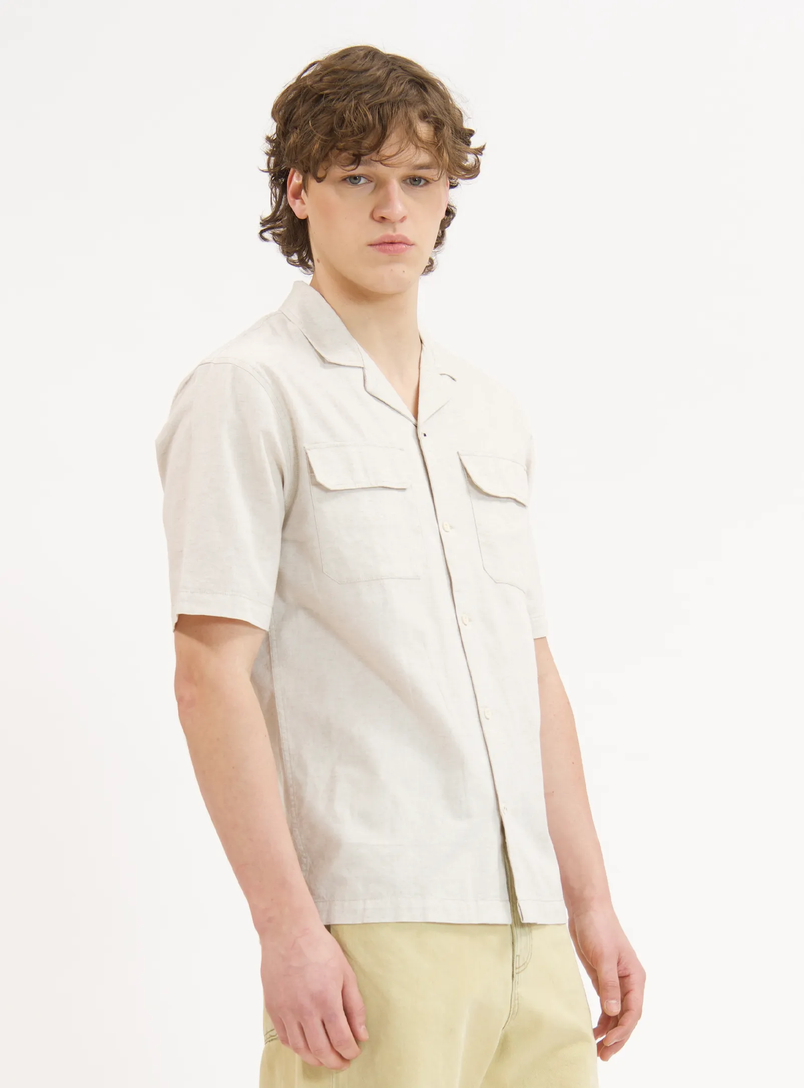 MORG | Linen Tuck-Out Short-Sleeve Shirt ||MORG | Chemise À Manches Courtes En Lin Avec Effet Rentré sold by Point Zero product image thumbnail 4