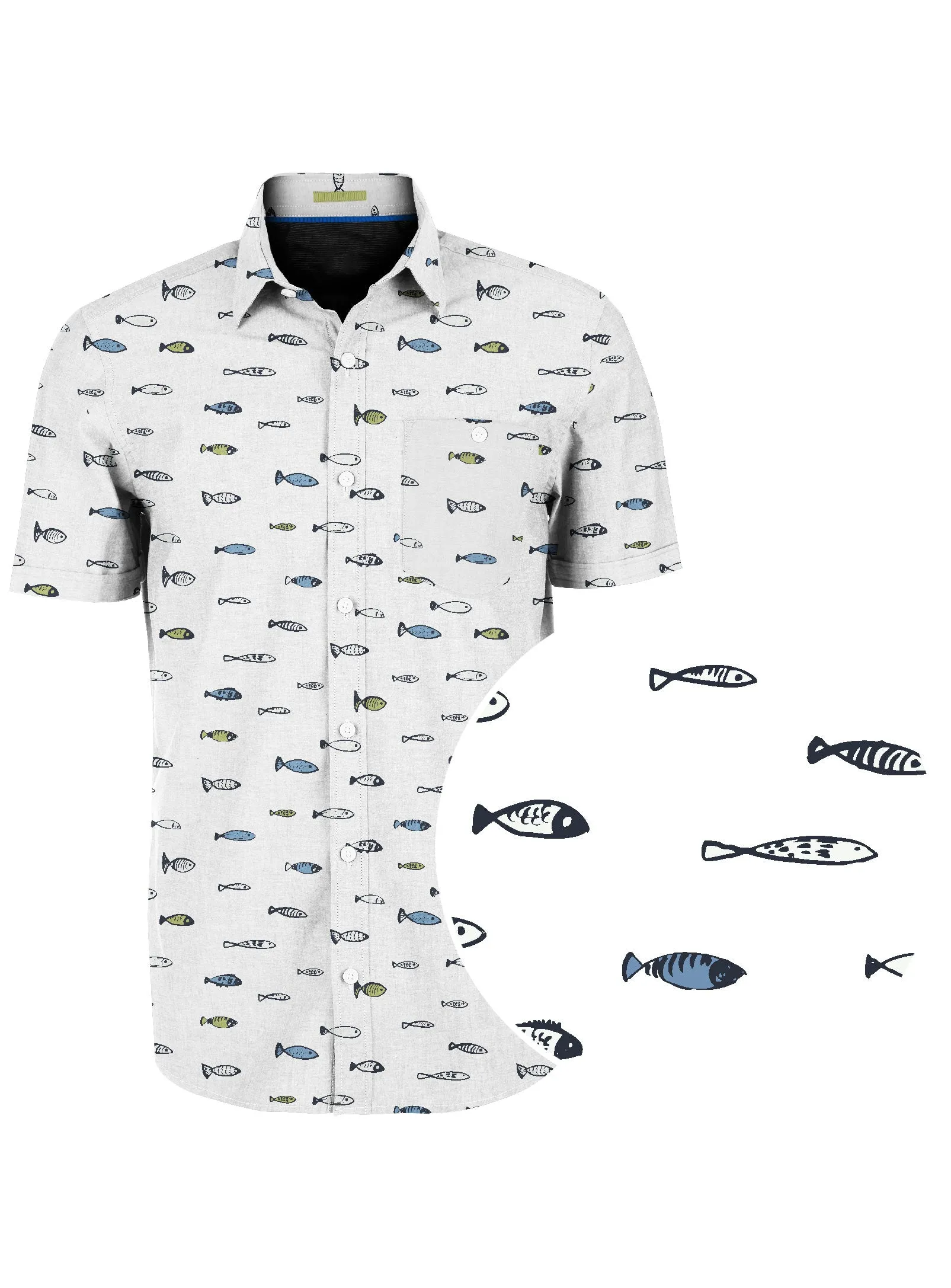 LENNOX | Fish Print Shirt|| LENNOX | Chemise À Imprimé Poisson sold by Point Zero product image thumbnail 3