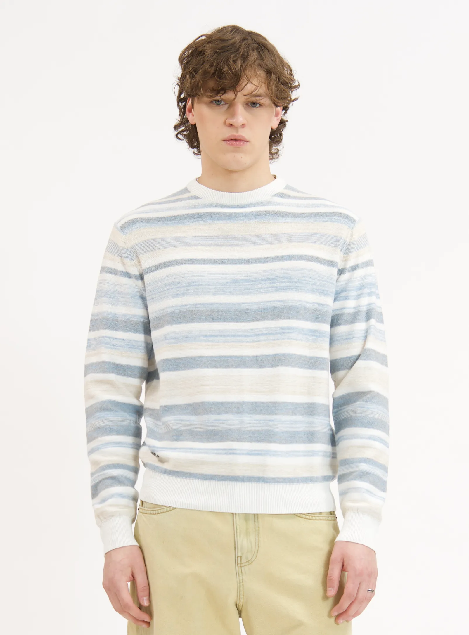 OREN | Cotton Crewneck Stripe Long-Sleeve Sweater|| OREN | Pull En Coton À Col Rond Et Rayures À Manches Longues sold by Point Zero product image thumbnail 2