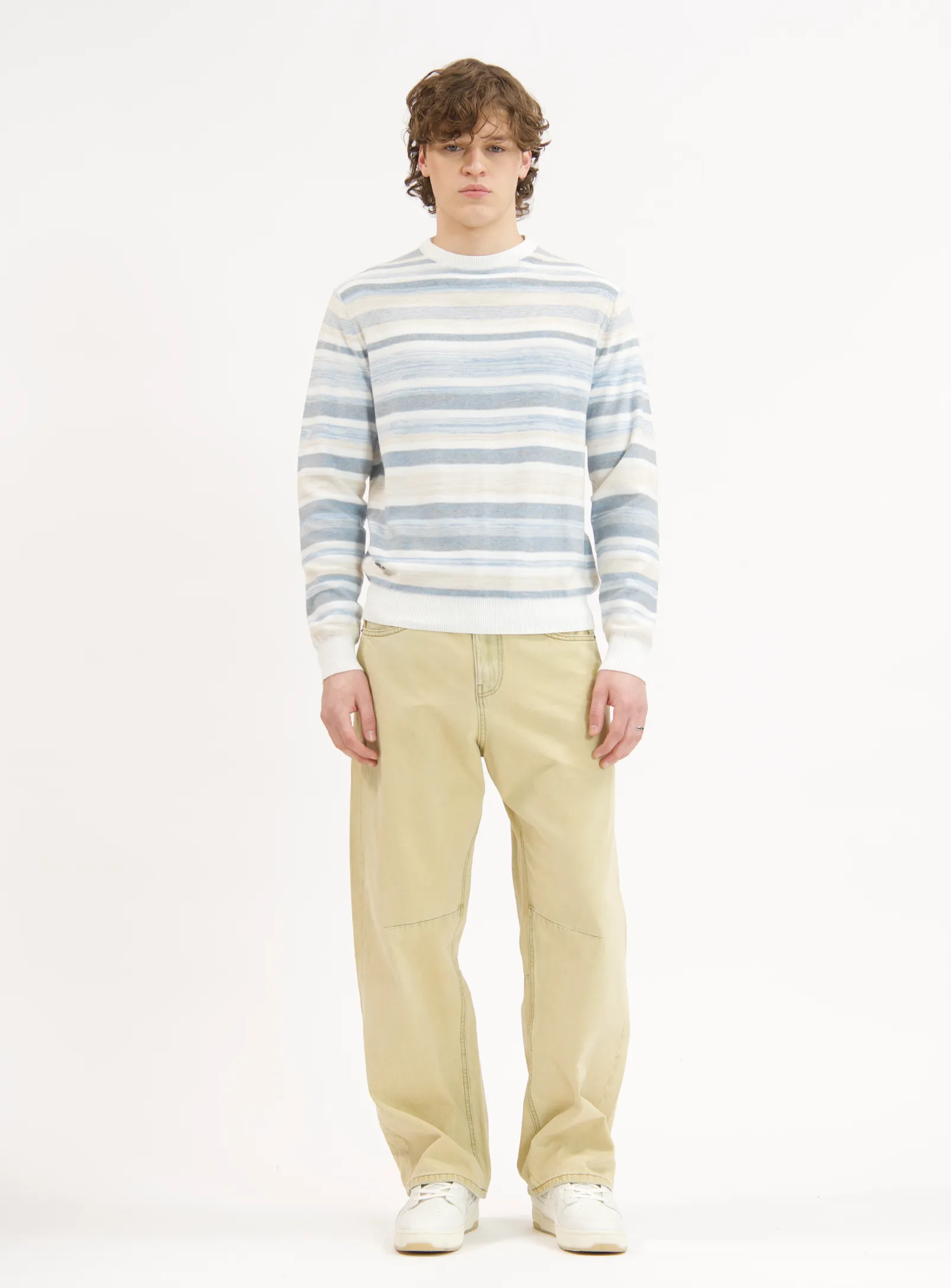 OREN | Cotton Crewneck Stripe Long-Sleeve Sweater|| OREN | Pull En Coton À Col Rond Et Rayures À Manches Longues sold by Point Zero product image thumbnail 5