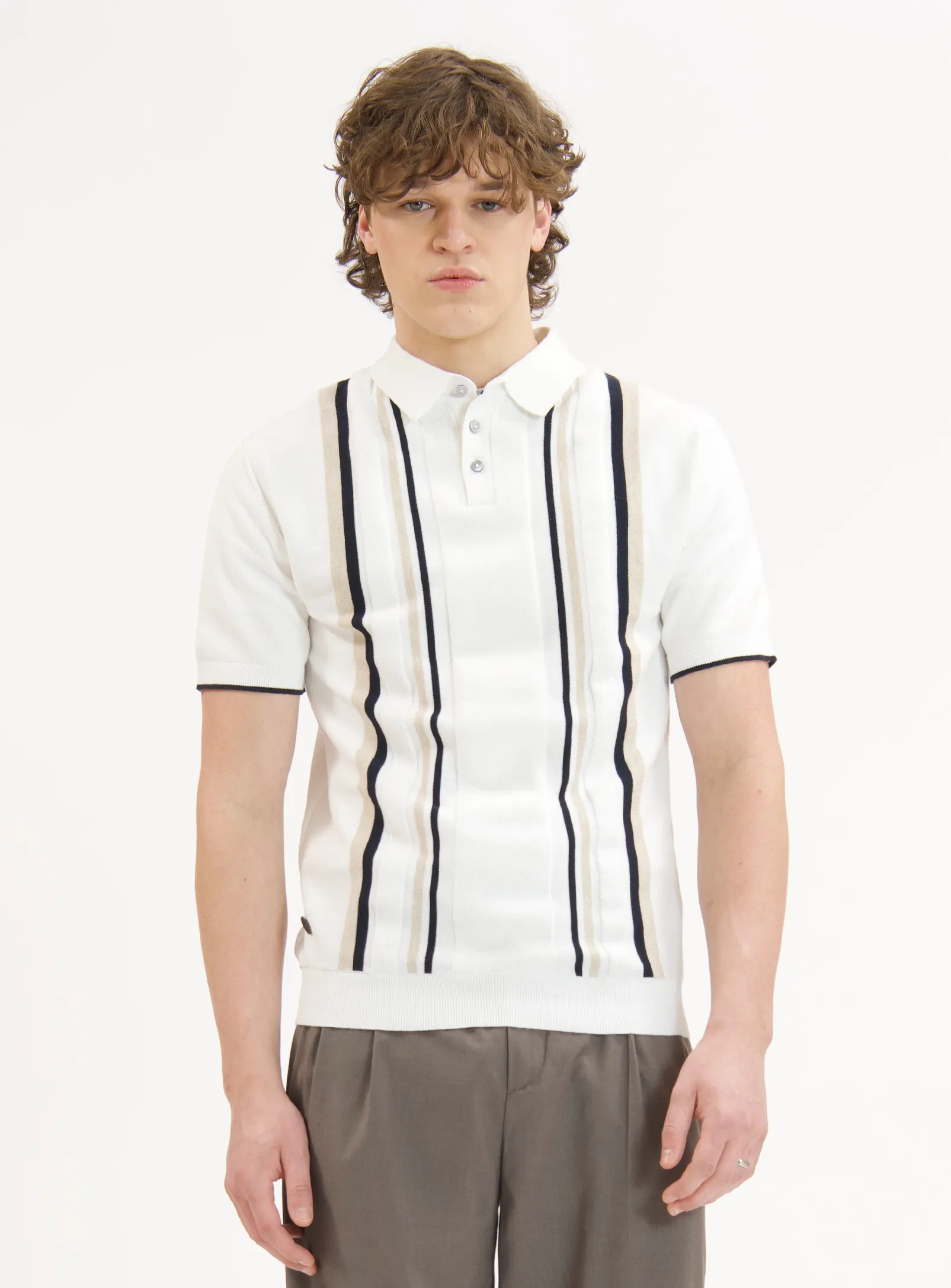 SILO | Vertical Stripe Knit Polo|| SILO | Polo En Maille À Rayures Verticales sold by Point Zero product image thumbnail 2