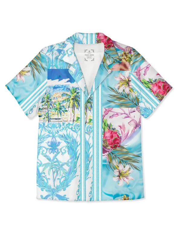 LAZO | Tropical Paradise Printed Stretch Shirt|| LAZO | Chemise À Imprimé Paradis Tropical Extensible sold by Point Zero