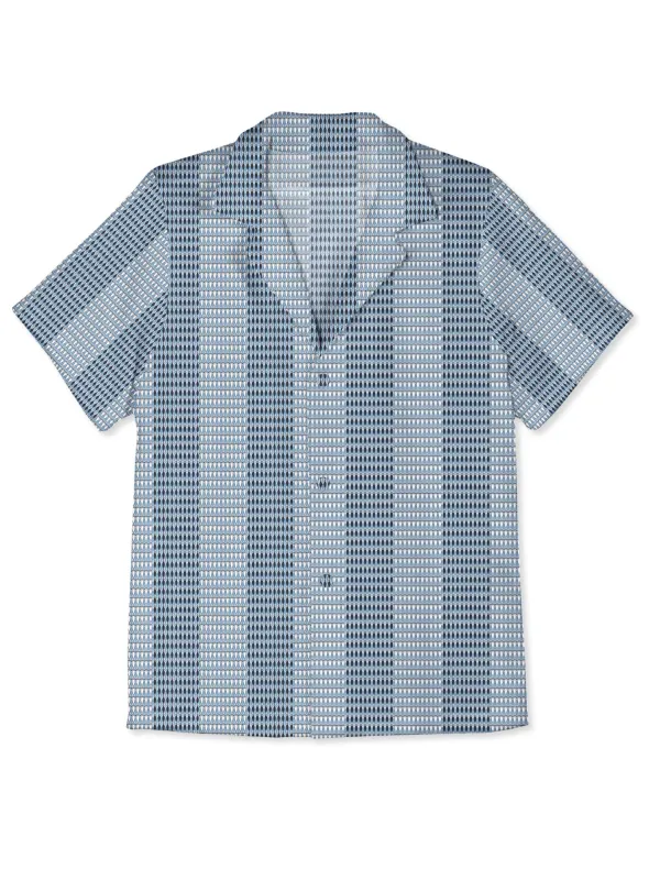 MILO | Geometric Stripes Print Stretch Shirt|| MILO | Chemise Stretch À Imprimé Rayures Géométriques sold by Point Zero