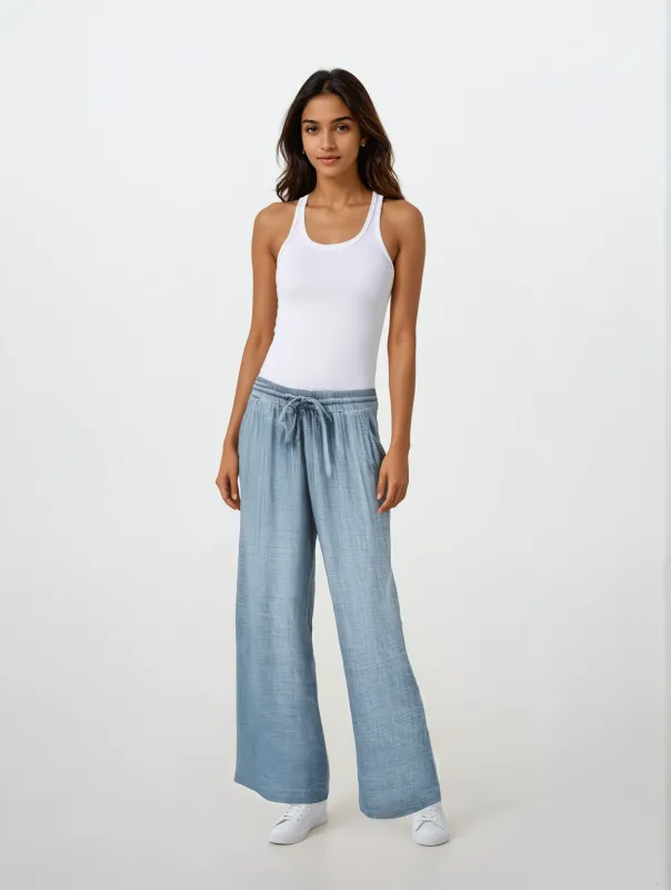 KELLY | Flowy Pants With Elastic Waistband|| KELLY | Pantalon Fluide À Taille Élastique sold by Point Zero