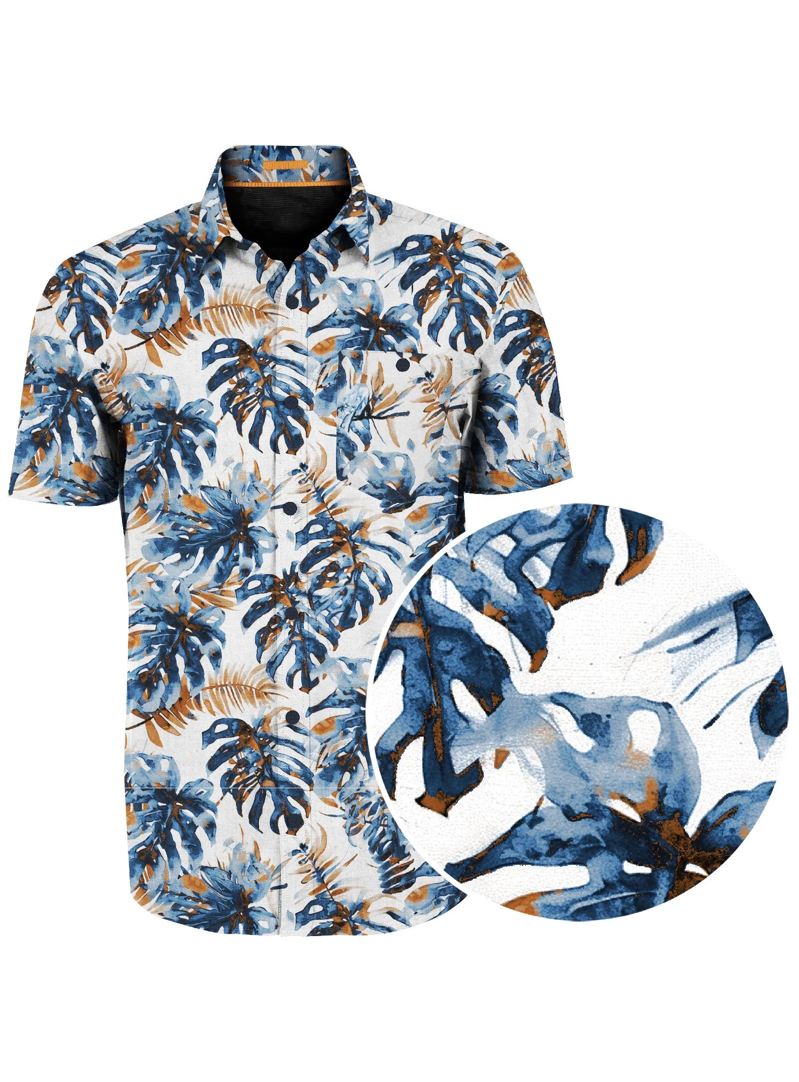 DOM | Tropical Print Stretch Short Sleeve Shirt||DOM | Chemise À Manches Courtes Imprimée Tropicale En Tissu Stretch sold by Point Zero