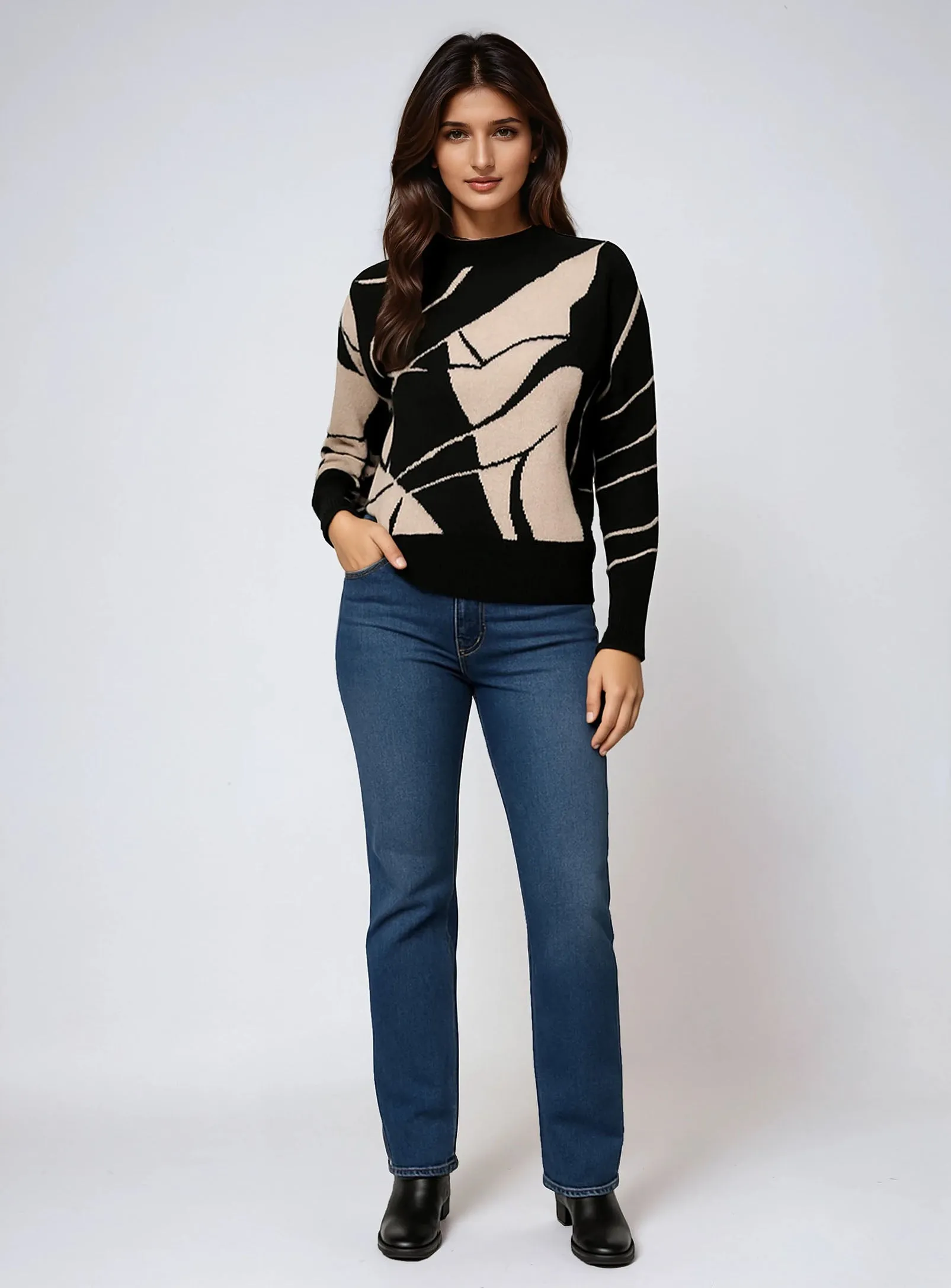 SIENA | Abstract Jacquard Mock-Neck Sweater|| SIENA | Chandail en jacquard abstrait à col montant sold by Point Zero product image thumbnail 2