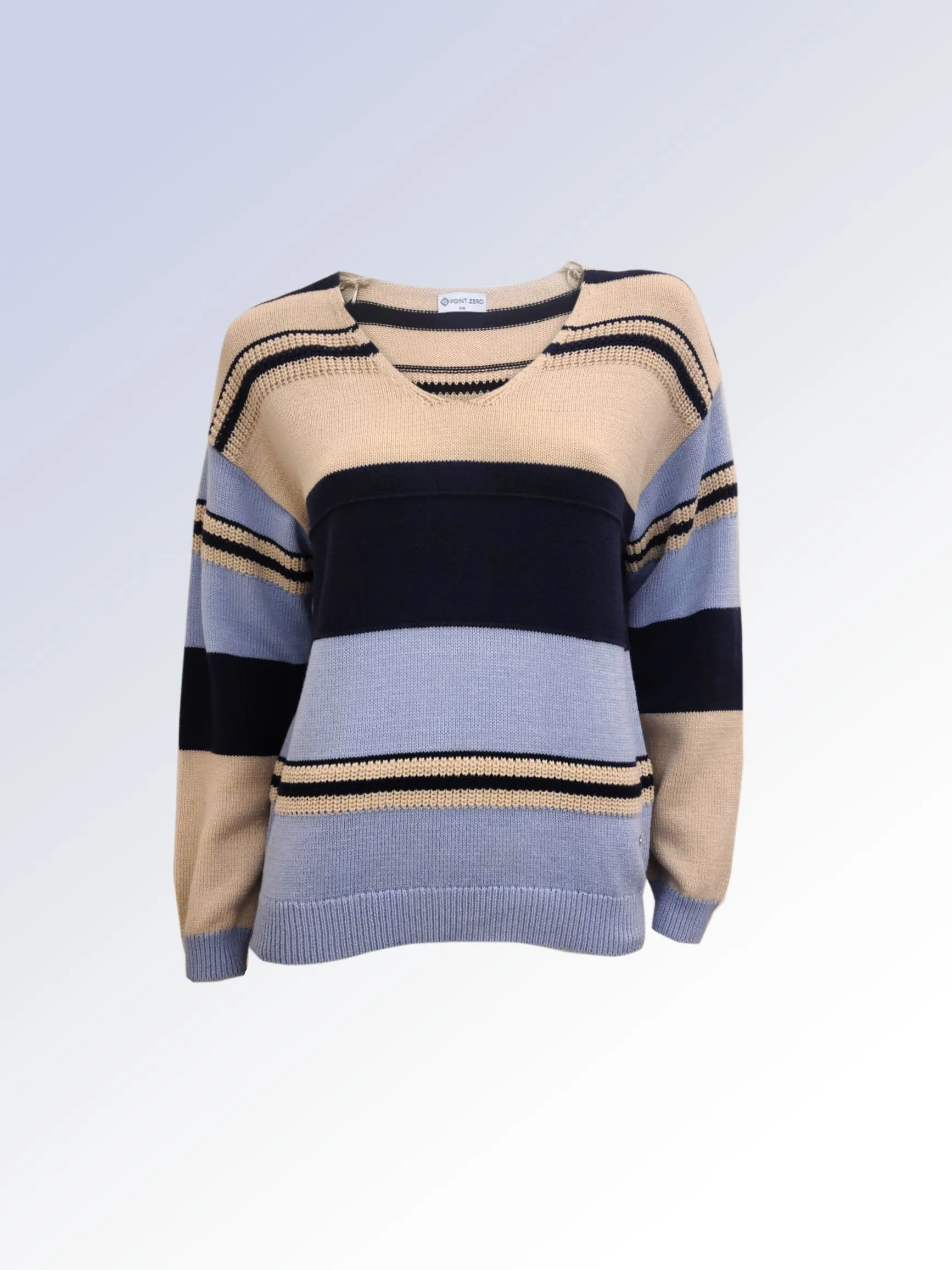 LIORA | V-NECK STRIPE SWEATER|| LIORA | PULL RAYÉ À COL EN V sold by Point Zero
