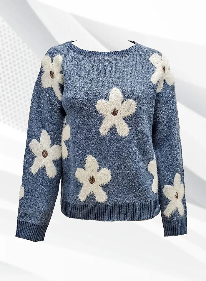 ALINE | Floral Knit Crewneck Sweater || ALINE | Pull Col Rond à Motif Floral sold by Point Zero product image thumbnail 5