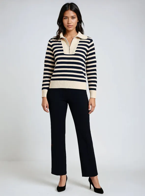TELA | Half Zip Striped Sweatshirt || TELA | Pull Rayé Demi-Zip sold by Point Zero