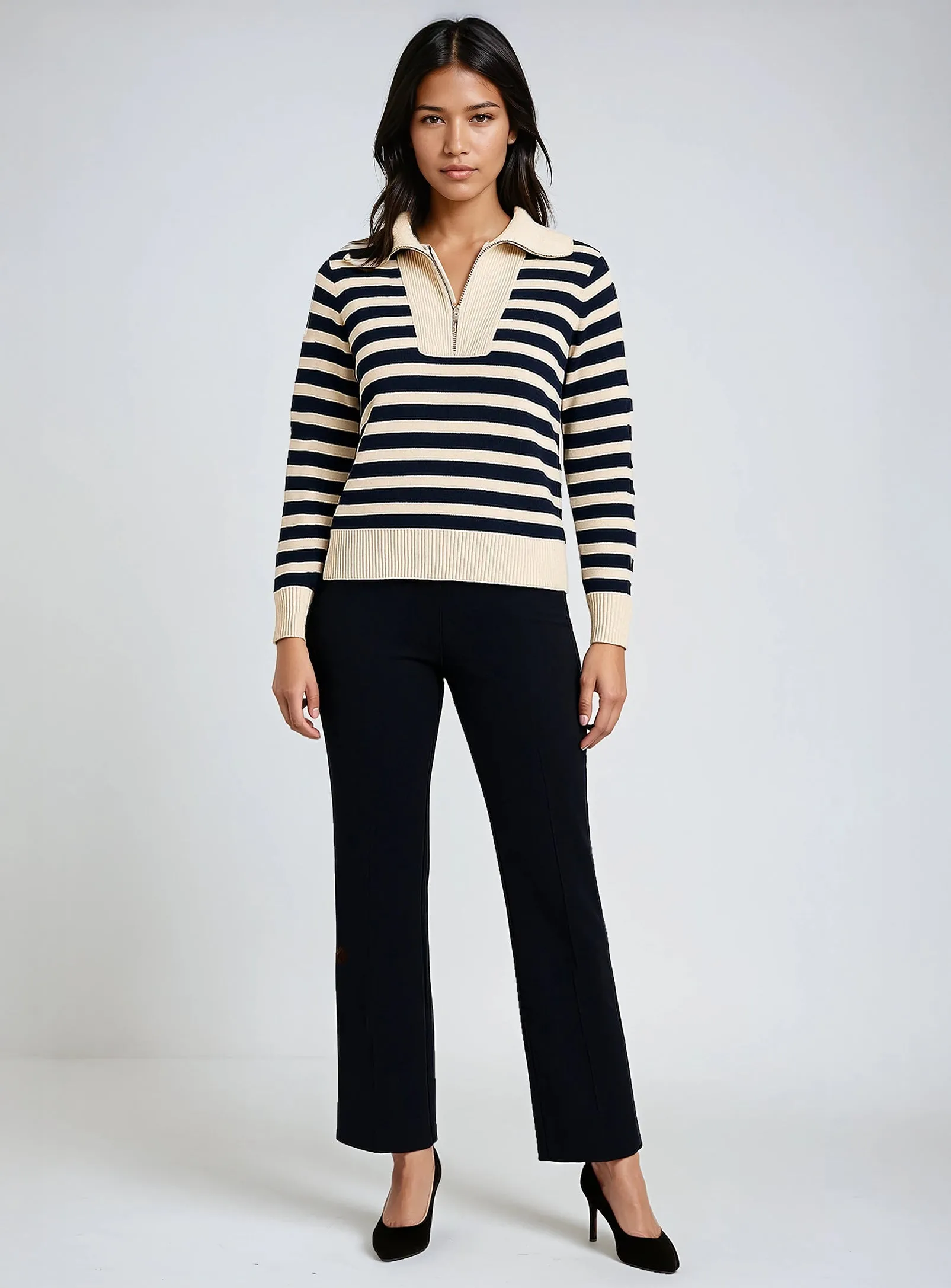 Tela | Half Zip Striped Sweatshirt sold by Point Zero
