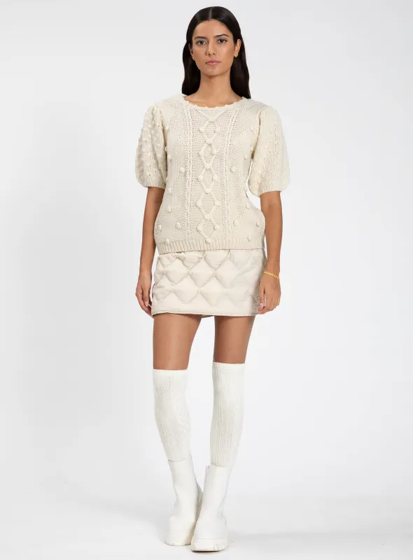 BINTA | Short-Sleeve Bobble Knit Sweater || BINTA | Pull à Manches Courtes en Maille à Pois sold by Point Zero