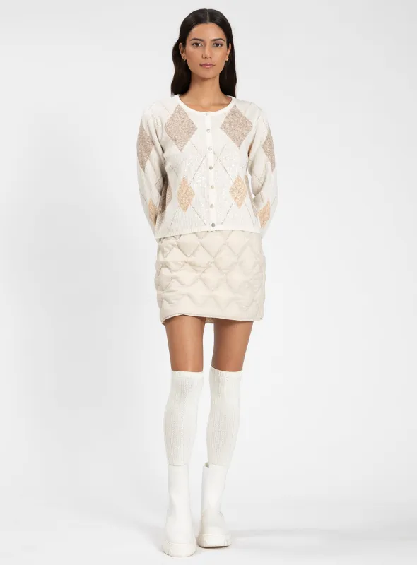 YULIA | Diamond Pattern Cardigan || YULIA | Cardigan motif losanges sold by Point Zero