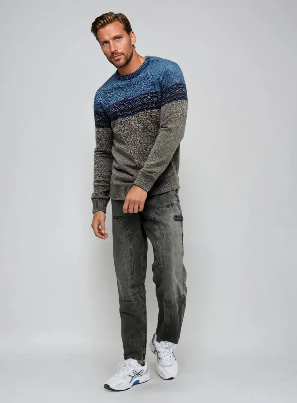 ERIC | Crewneck jacquard bonded micro fleece sweater || ERIC | Pull à col rond en jacquard contrecollé à la micropolaire sold by Point Zero