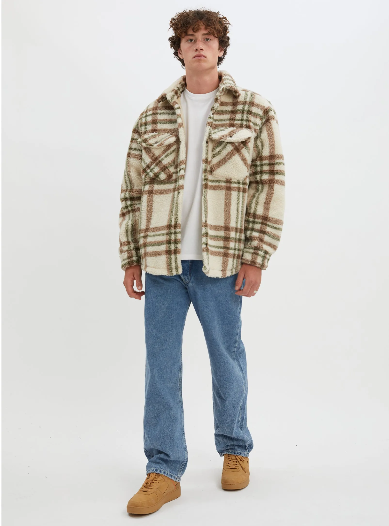 BONO | Checkered sherpa semi-fit over shirt|| BONO | Chemise à carreaux en taffetas semi-ajustée sold by Point Zero