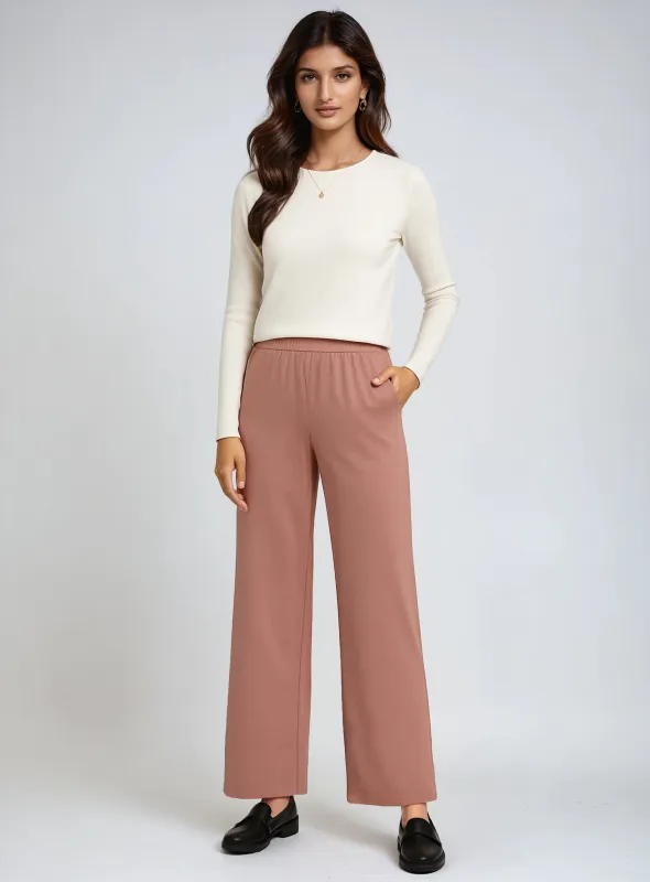 ALINA | Elastic-Waist Straight-Leg Comfort Tek-Knit Pant|| ALINA | Pantalon droit Tek Confort à taille élastique sold by Point Zero
