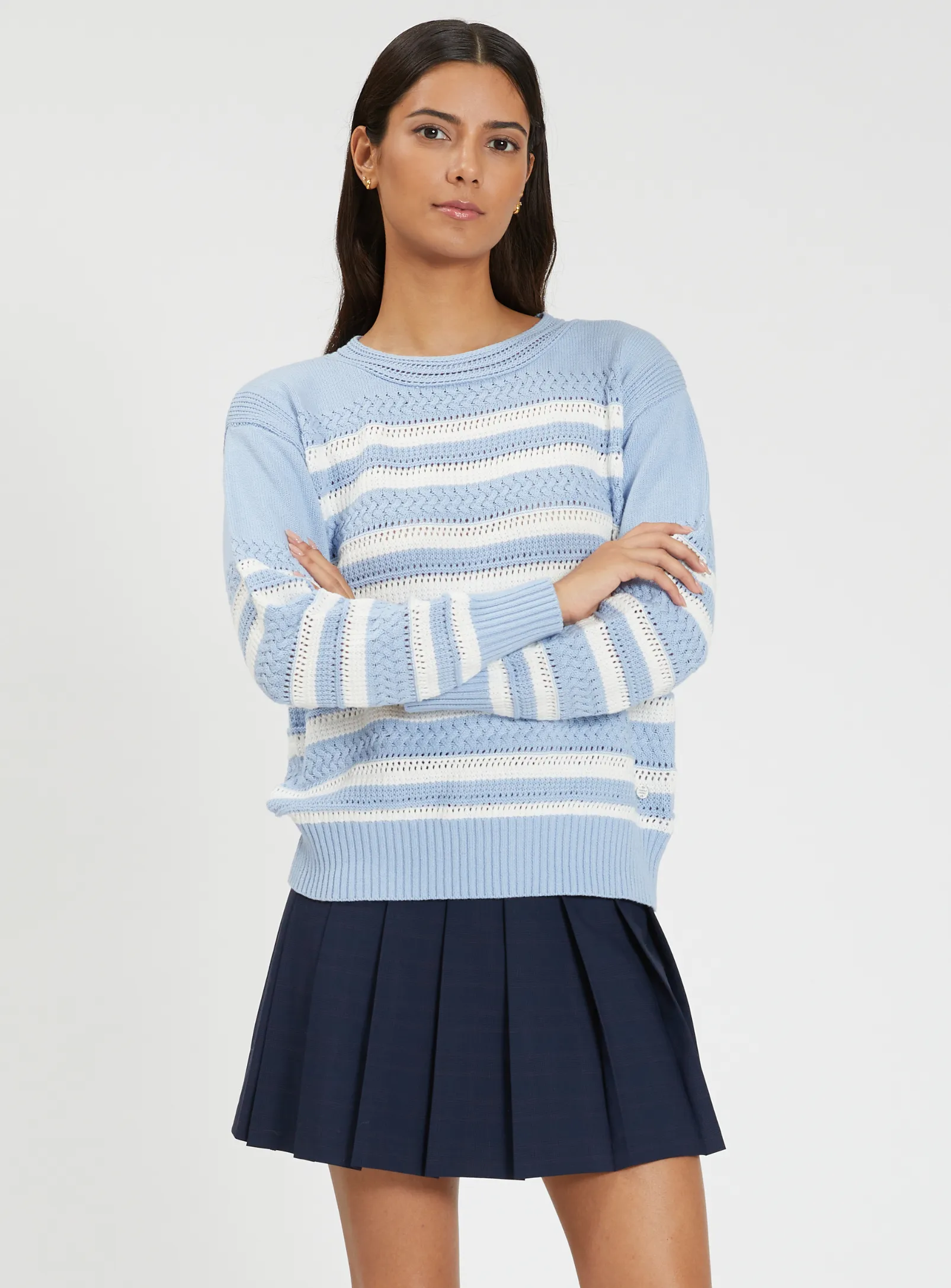 IRIS | Crew Neck Striped Sweater||IRIS | Pull Rayé à Manches Longues et Col Rond sold by Point Zero product image thumbnail 2