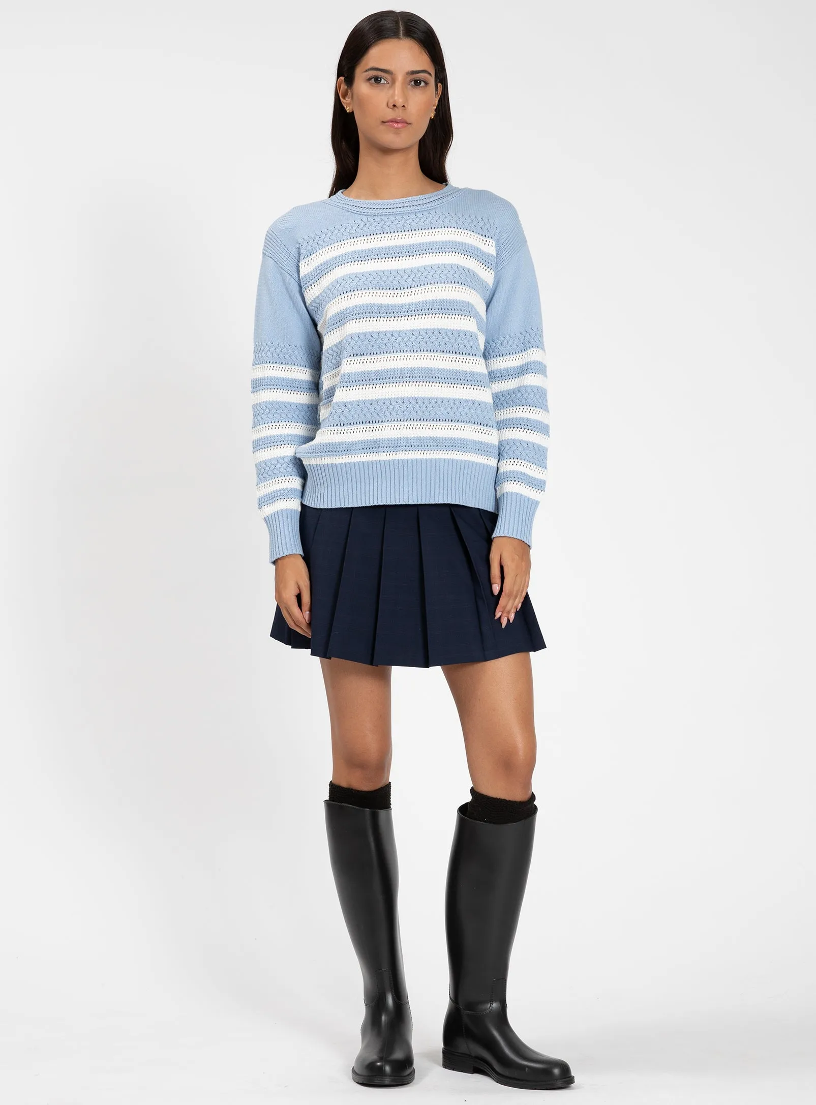 IRIS | Crew Neck Striped Sweater||IRIS | Pull Rayé à Manches Longues et Col Rond sold by Point Zero