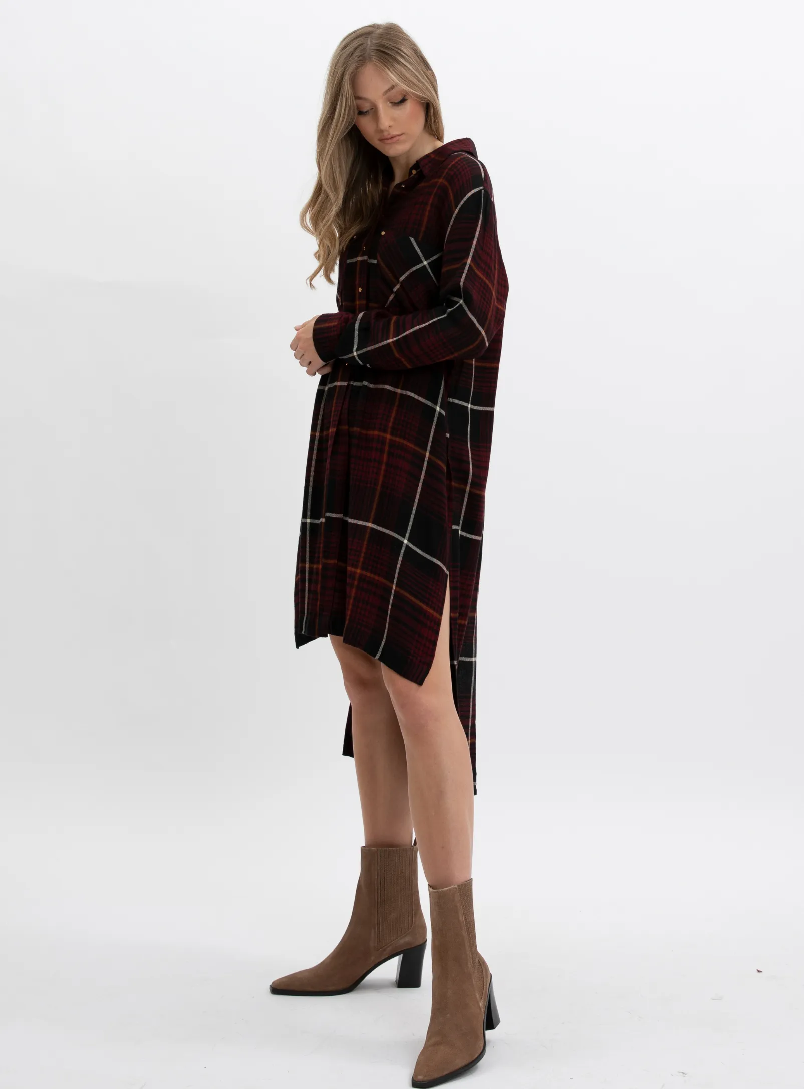 Sammy | Long Asymetric Plaid Shirt sold by Point Zero