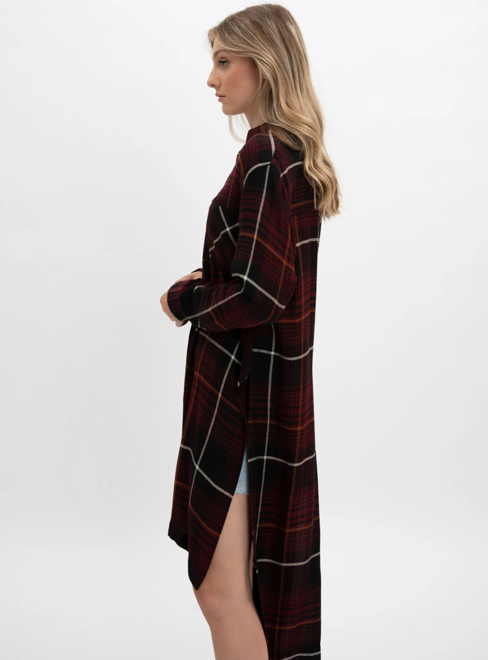 Sammy | Long Asymetric Plaid Shirt sold by Point Zero product image thumbnail 4