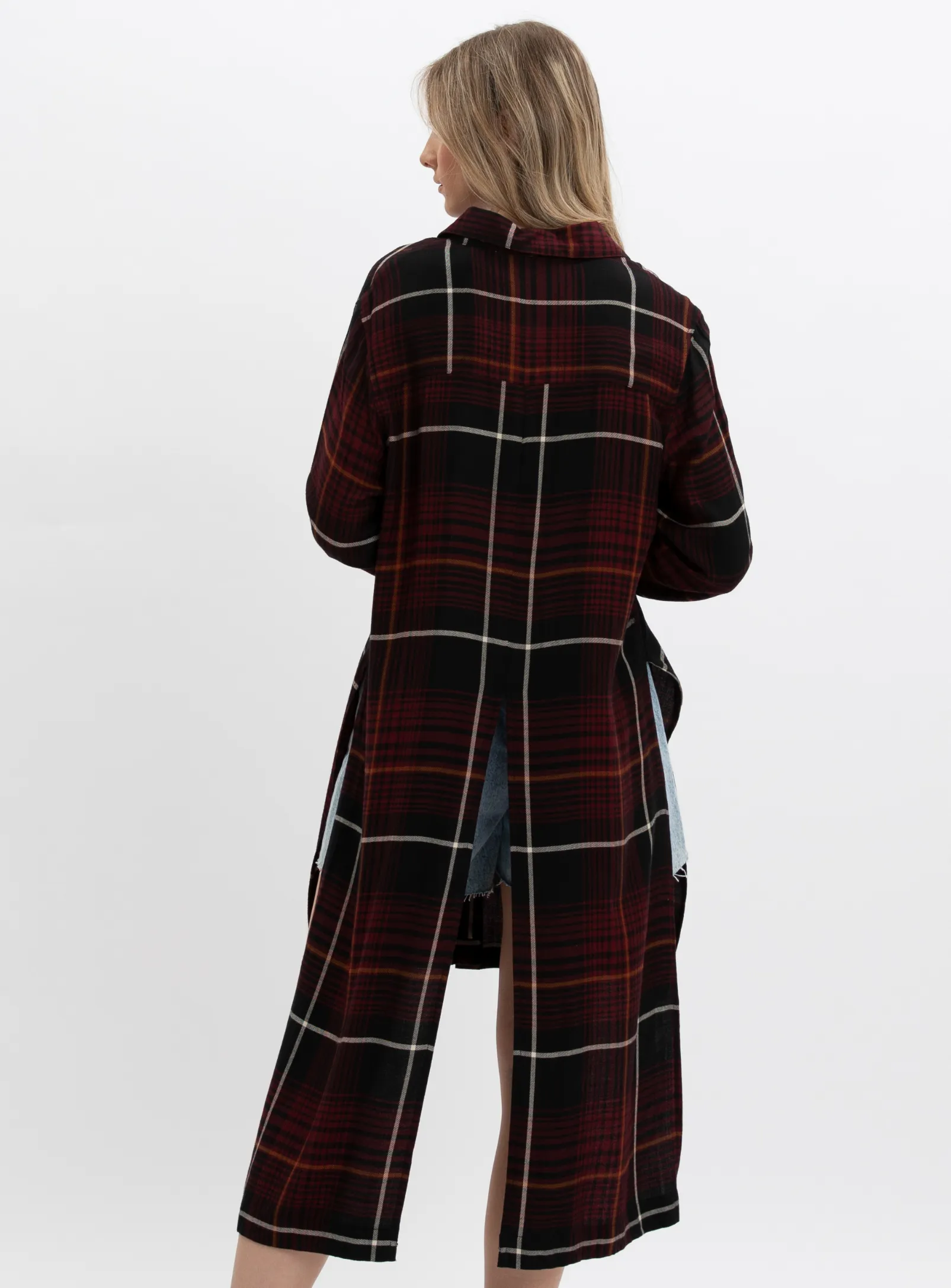 Sammy | Long Asymetric Plaid Shirt sold by Point Zero product image thumbnail 5