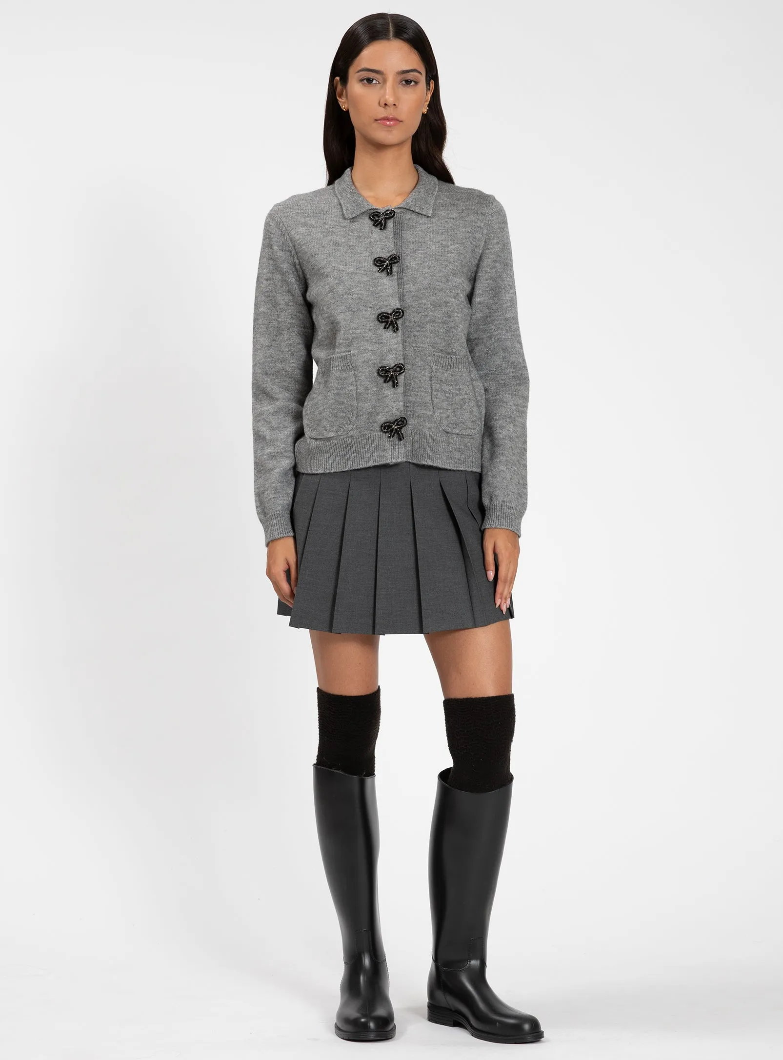 ILONA | Pearl Button Knit Cardigan || ILONA | Cardigan en tricot à boutons nacrés sold by Point Zero