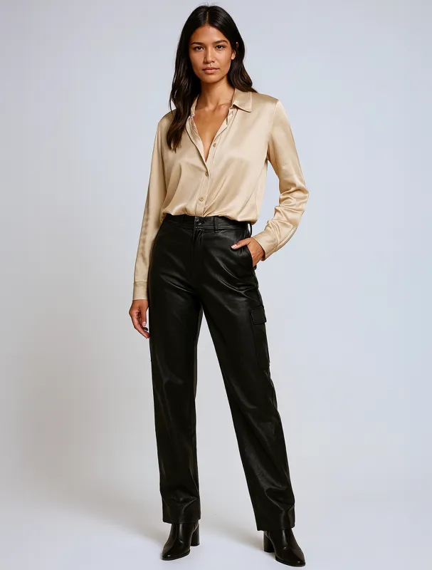 GIA | Elegant Satin Blouse || GIA | Chemise Satinée Élégante sold by Point Zero