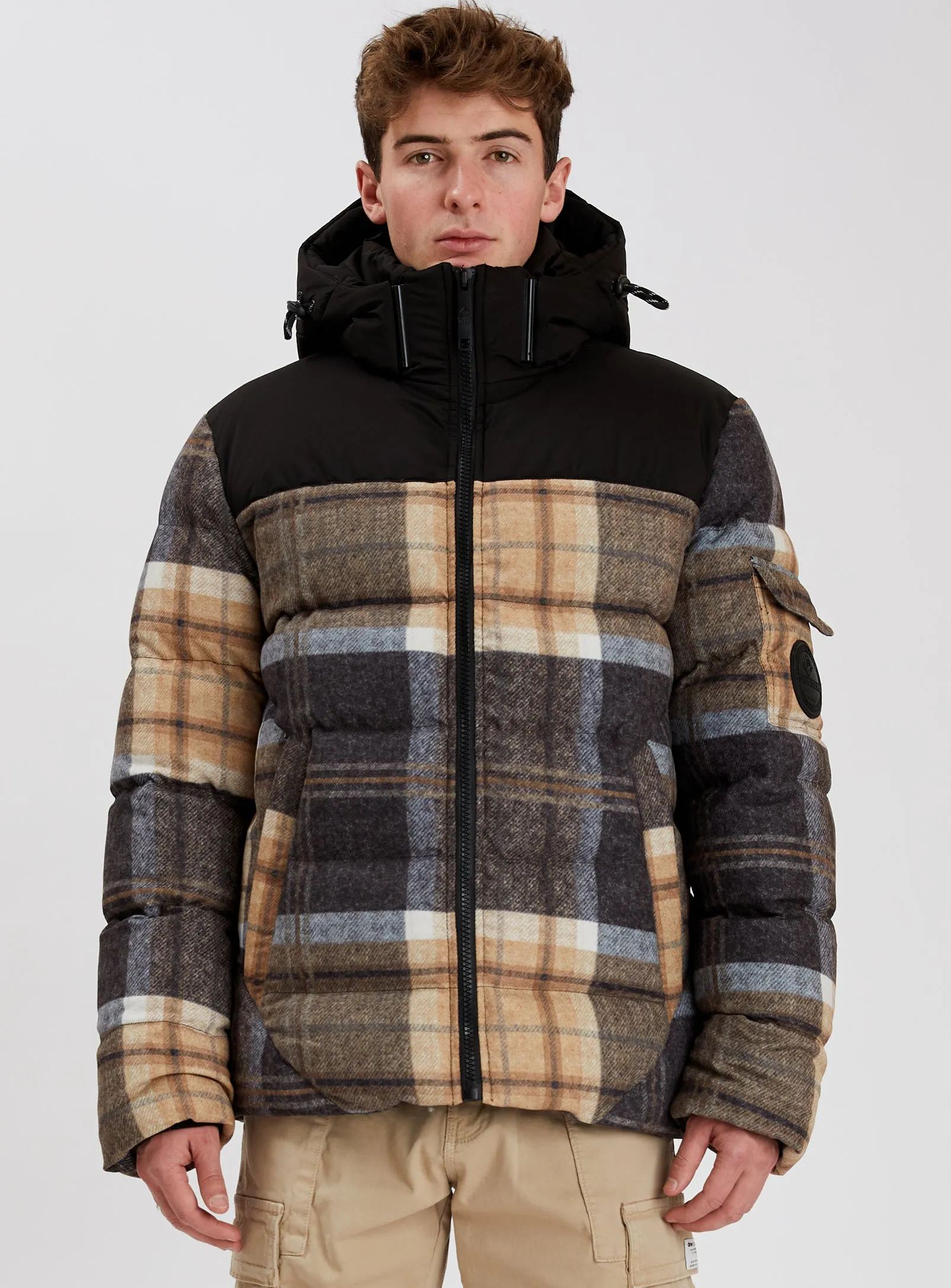 COURCHEVEL | Cashmere-Touch Printed Puffer || COURCHEVEL | Doudoune Imprimée à Carreaux Toucher Cachemire sold by Point Zero product image thumbnail 2