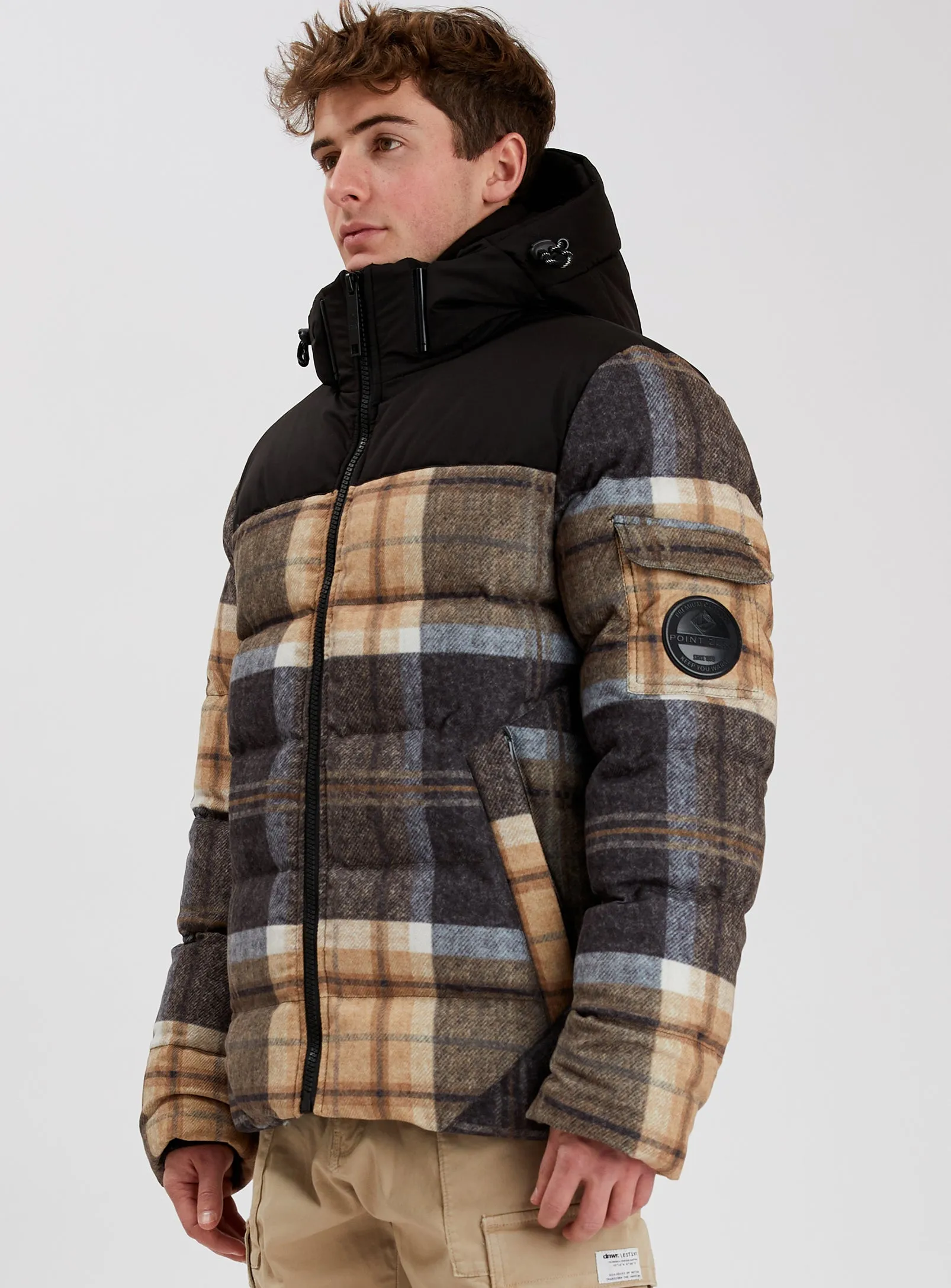 COURCHEVEL | Cashmere-Touch Printed Puffer || COURCHEVEL | Doudoune Imprimée à Carreaux Toucher Cachemire sold by Point Zero product image thumbnail 3