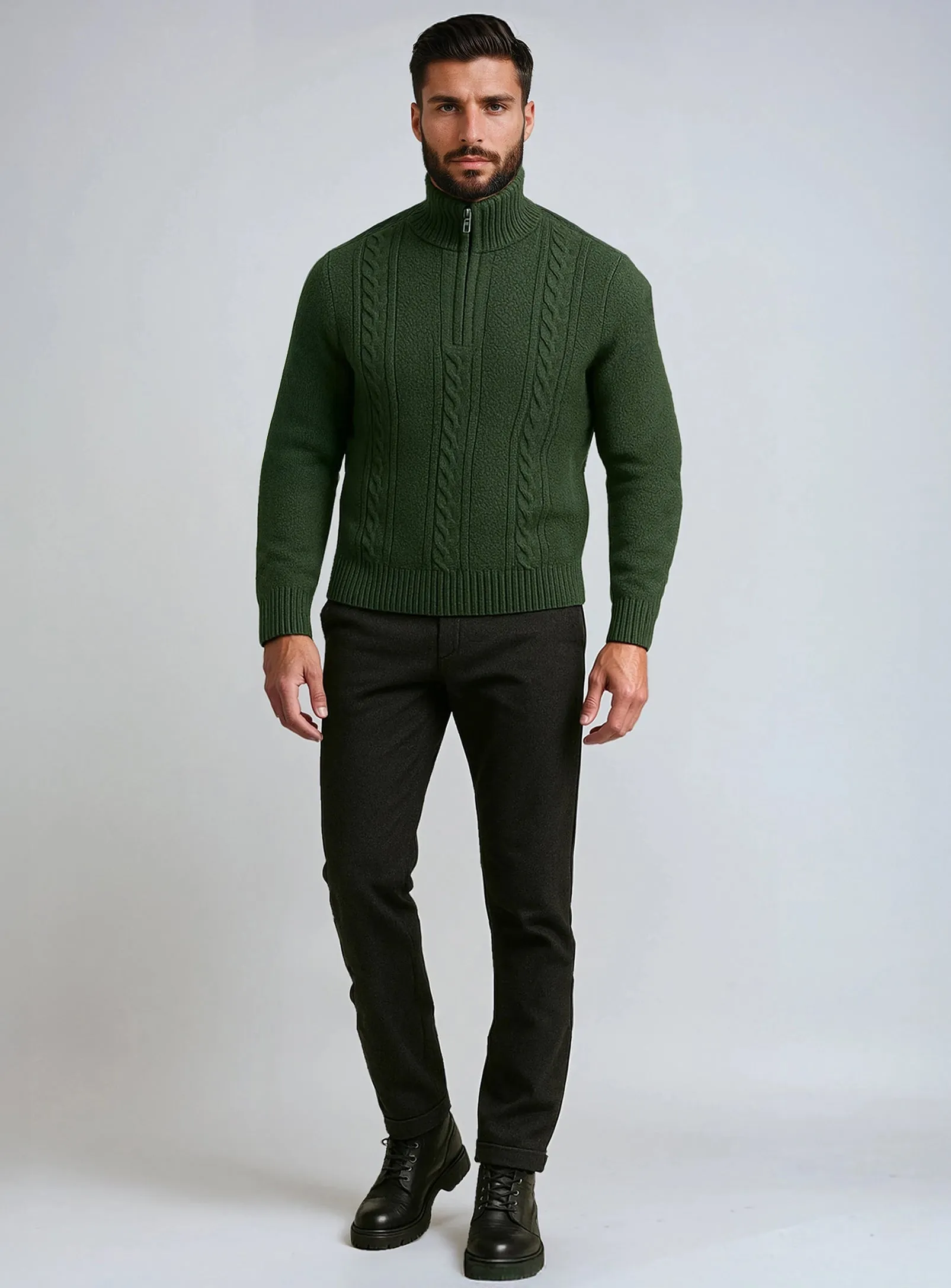 CALIX | Textured Cable Knit Quarter Zip Sweater – Cashmere Touch || CALIX | Chandail Quart de Zip en tricot torsadé – Touche cachemire sold by Point Zero product image thumbnail 4