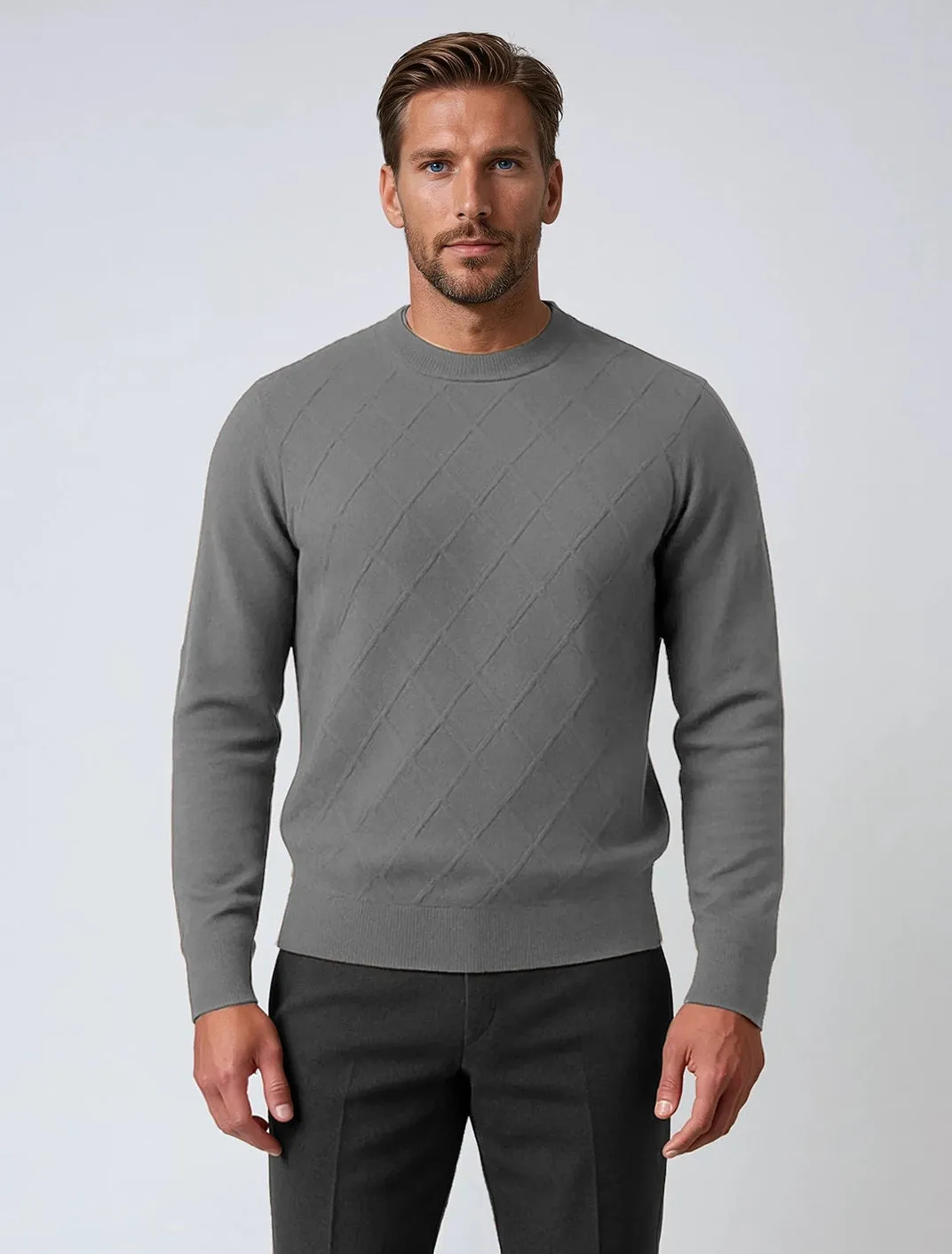 CASEN | Cashmere-Like Textured Knit Sweater || CASEN | Pull en Maille Texturée Effet Cachemire sold by Point Zero