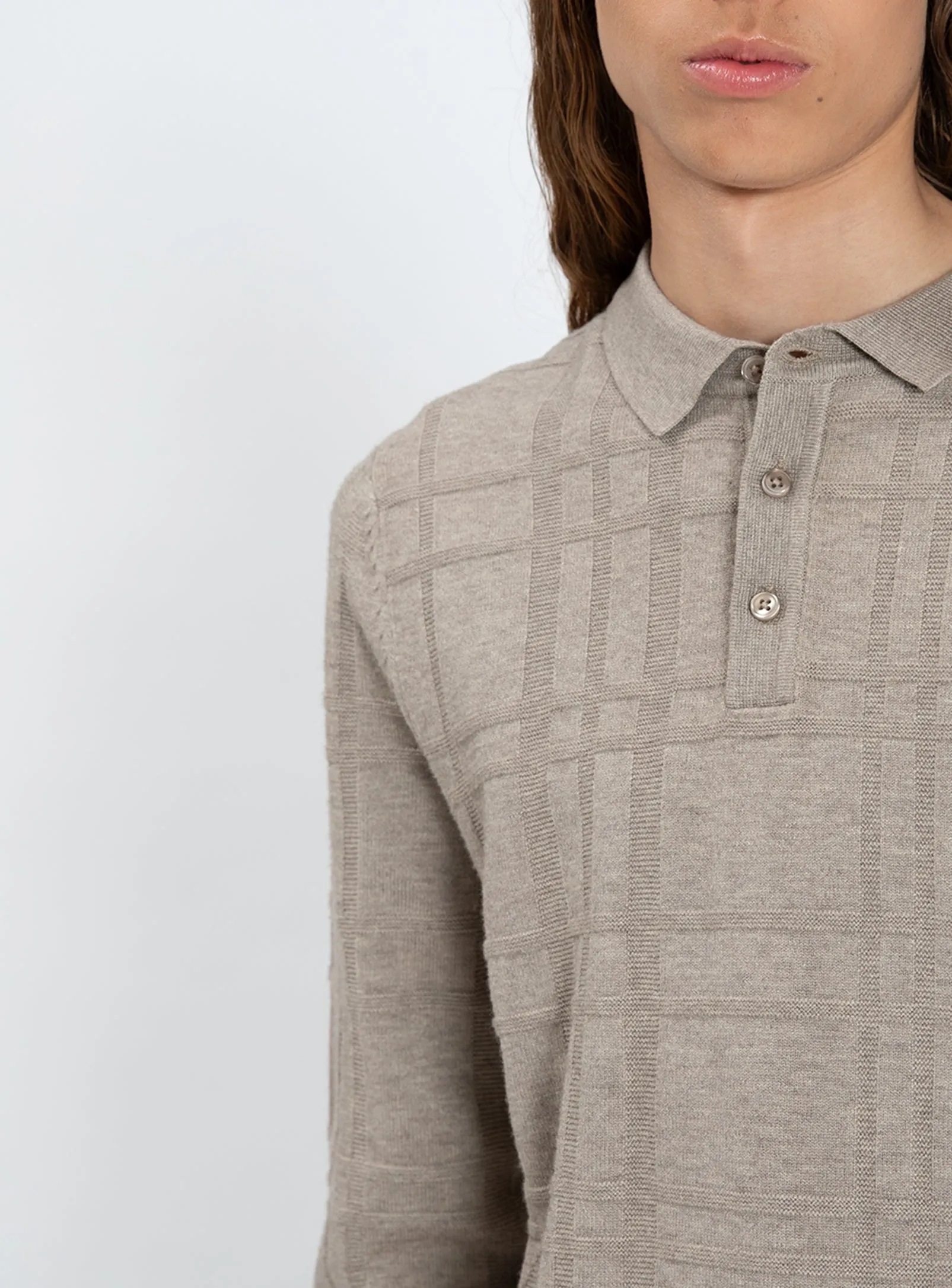 CASHE | Textured Polo Sweater – Cashmere Touch || CASHE | Chandail polo texturé effet cachemire sold by Point Zero product image thumbnail 3