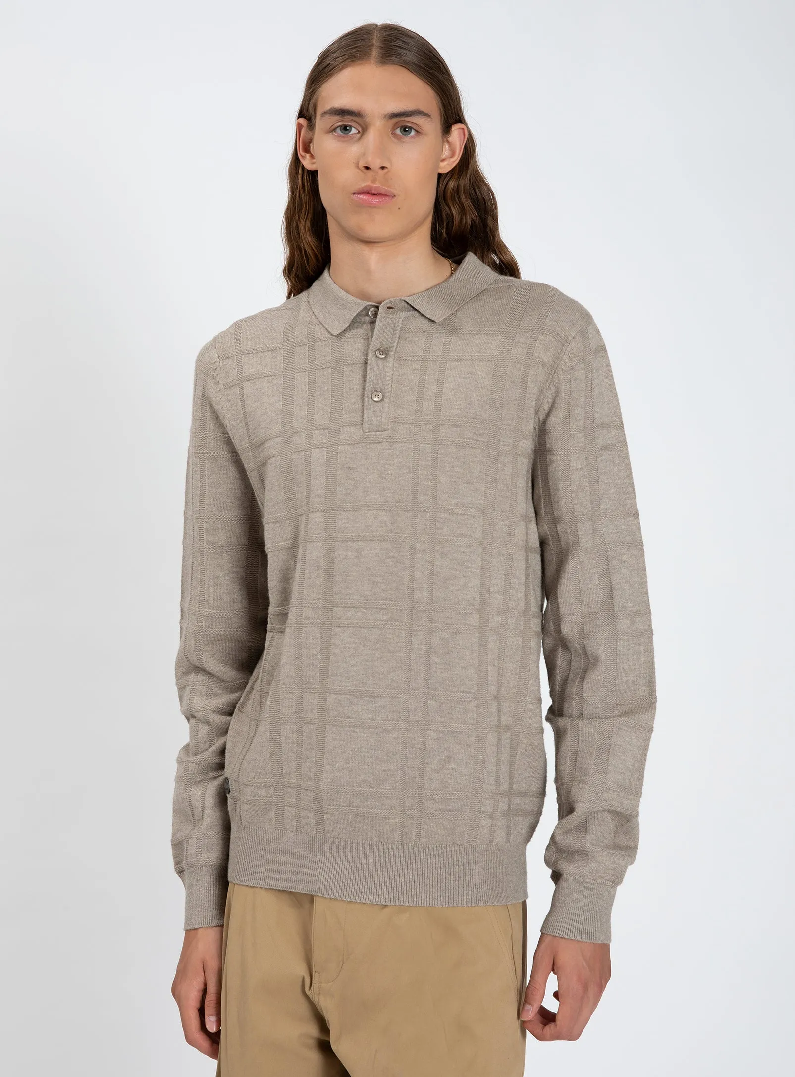 CASHE | Textured Polo Sweater – Cashmere Touch || CASHE | Chandail polo texturé effet cachemire sold by Point Zero