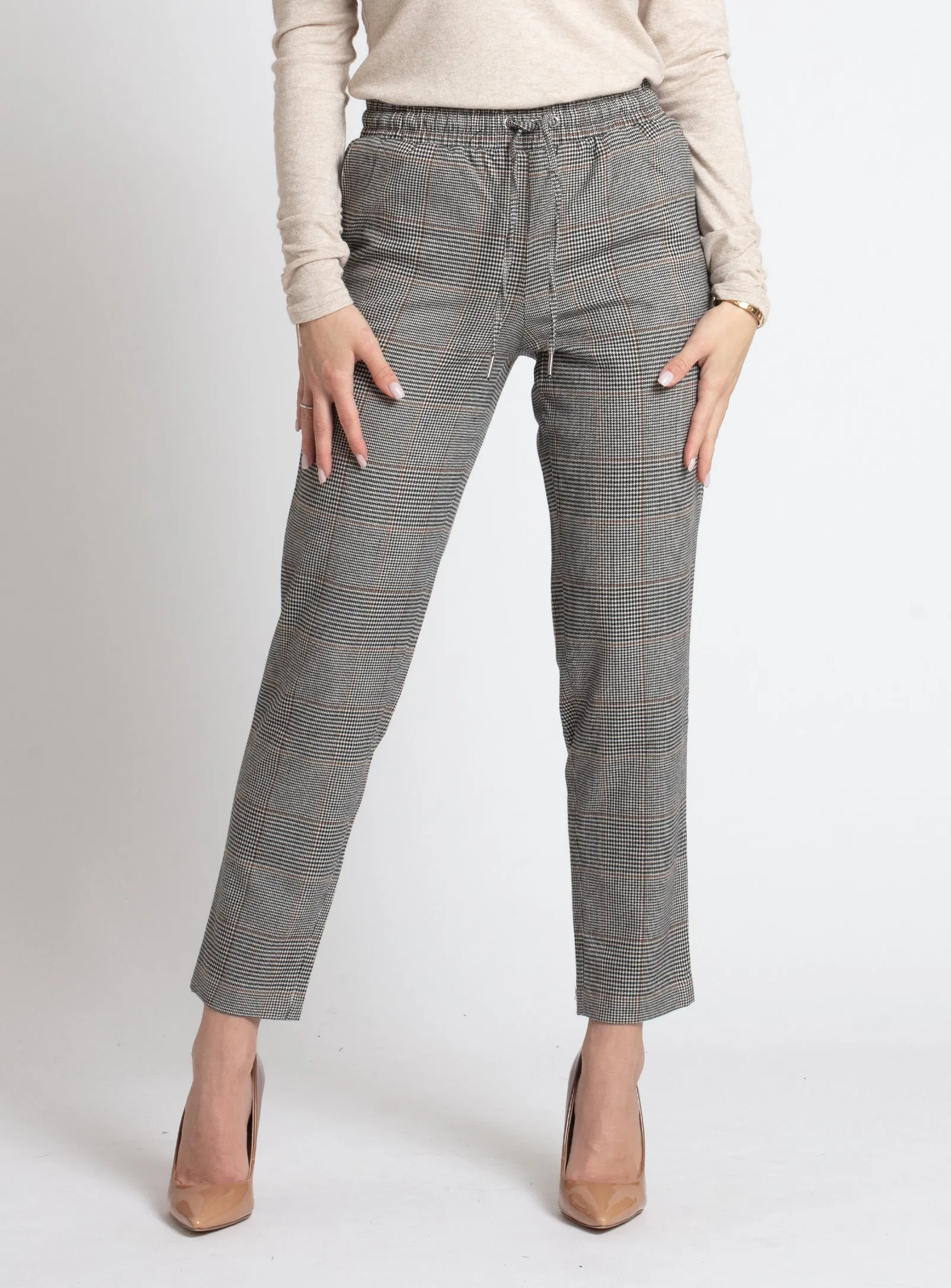 GINA | Drawstring waist ankle length check pant || GINA | Pantalon à carreaux longueur cheville avec cordon de serrage sold by Point Zero product image thumbnail 2
