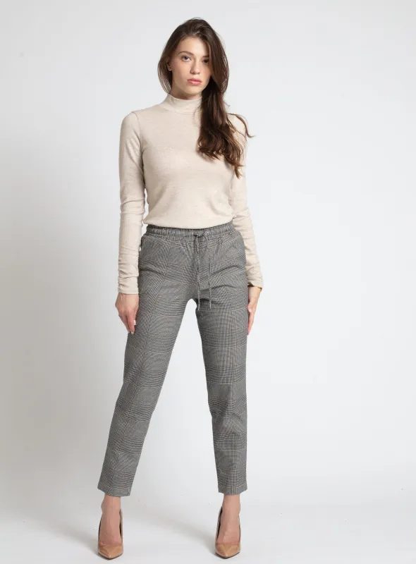 GINA | Drawstring waist ankle length check pant || GINA | Pantalon à carreaux longueur cheville avec cordon de serrage sold by Point Zero