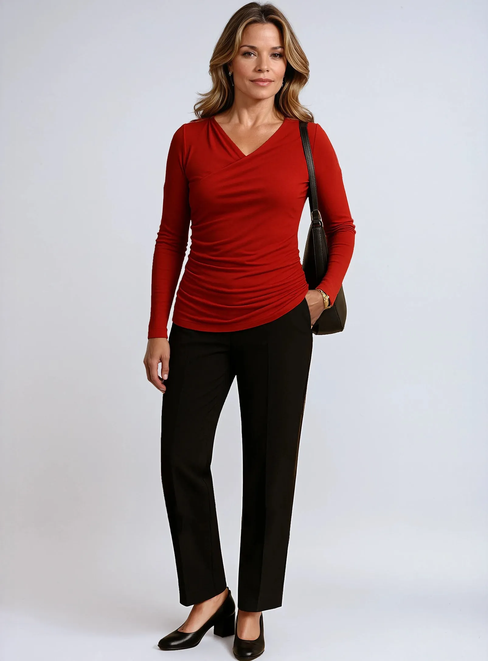 LIANE | Long-Sleeve V-Neck Front-Ruching Top || LIANE| Haut à manches longues col en V avec fronces devant sold by Point Zero product image thumbnail 5
